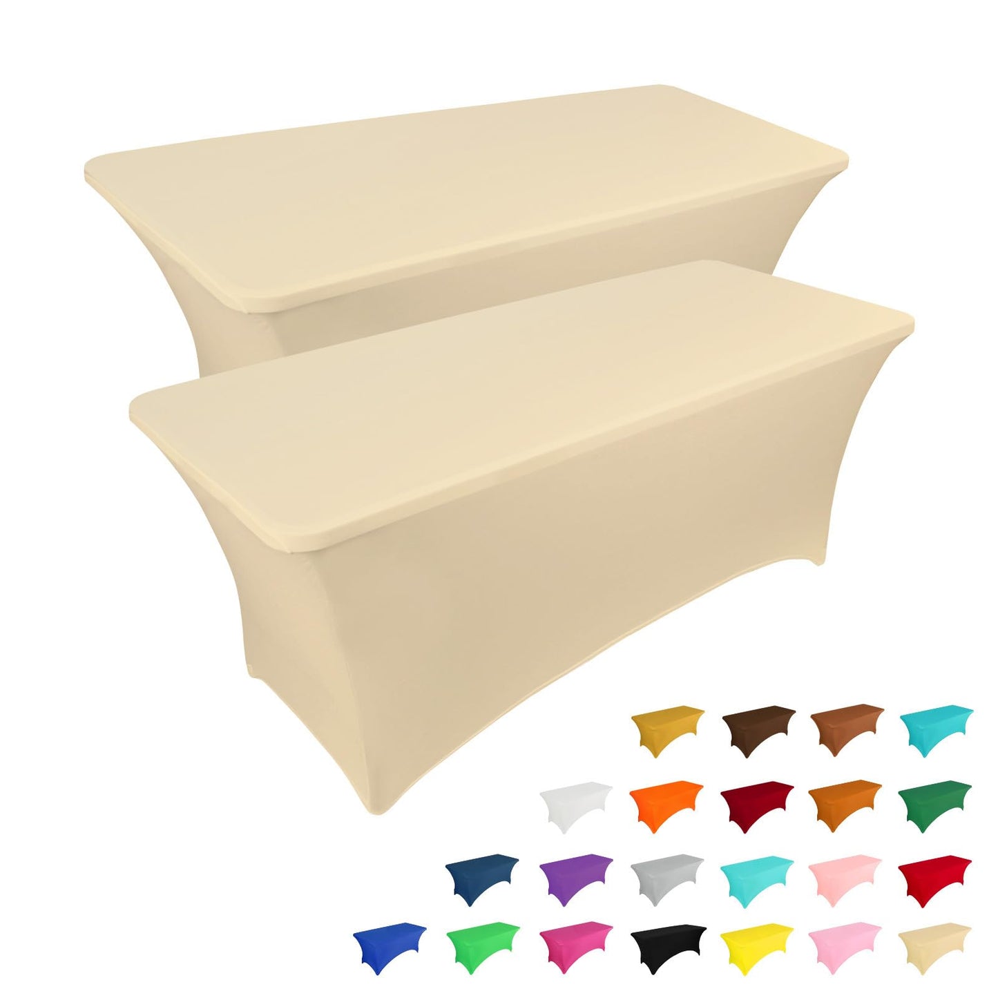 IVAPUPU 2 Pack 6FT Black Table Cloth for Rectangular Spandex Table Cover | Fitted Events Stretch Covers Washable Spandex Tablecloth Protector for Party, Wedding, Cocktail, Banquet, Festival