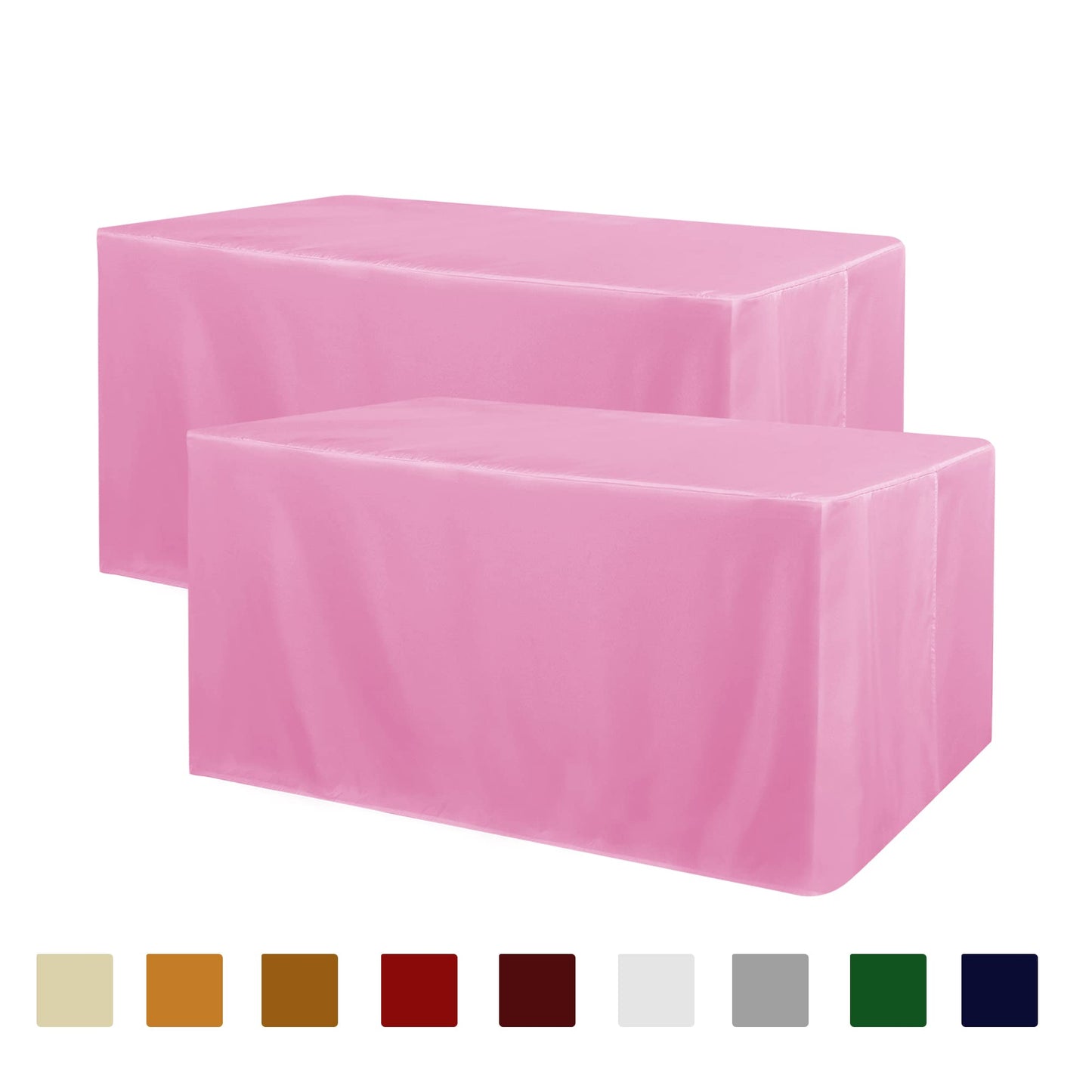 Obstal 2 Pack Table Clothes for 6 Foot Rectangle Tables - Water Resistant Washable Fabric Polyester Rectangle Table Cover Protector for Wedding, Banquet and Trade Shows, 72L x 30W x 30H Inches, White | Water Resistant Washable Fabric Polyester Rectangle T