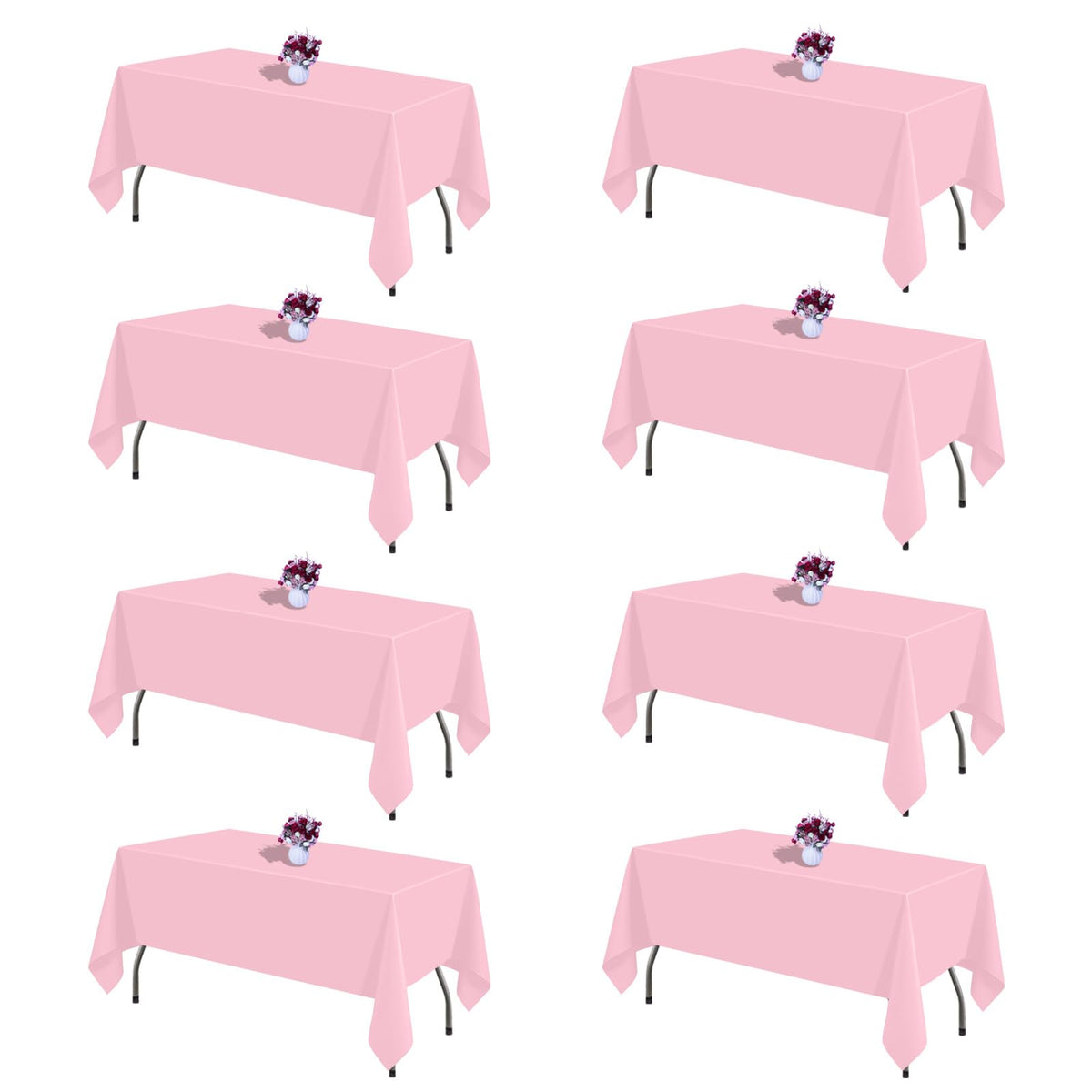 120 Inch White Round Tablecloth, 8 Pack | Wrinkle Resistant, For 4Ft-7Ft Round Table, Polyester Fabric, Washable Table Cloth, For Dining Wedding Party Buffet