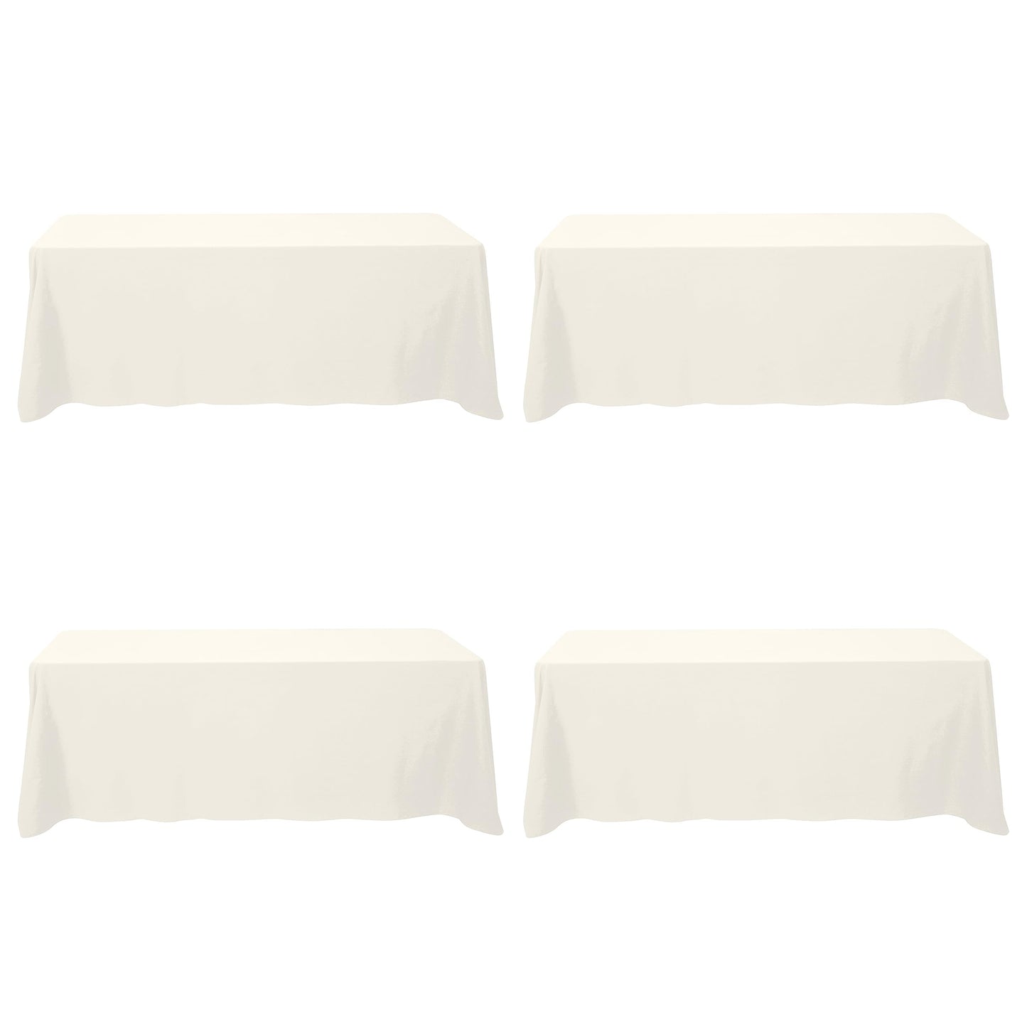 BRILLMAX 6 Pack Ivory Tablecloths 90x132 Inch for 6ft Rectangle Tables | 150 GSM Polyester Fabric, Floor Length Drop, Water, Stain & Wrinkle Resistant Cloth Cover for Wedding Reception Banquet Party