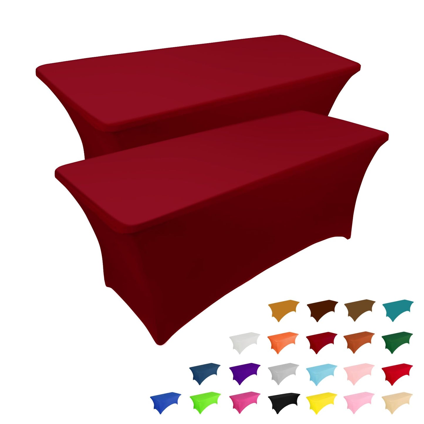 IVAPUPU 2 Pack 6FT Black Table Cloth for Rectangular Spandex Table Cover | Fitted Events Stretch Covers Washable Spandex Tablecloth Protector for Party, Wedding, Cocktail, Banquet, Festival