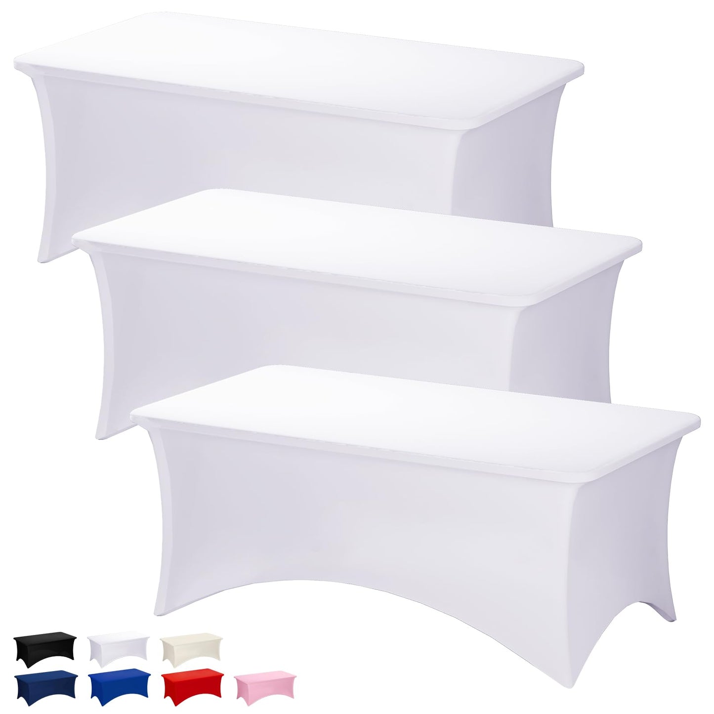 Fixwal 2 Pack 6FT Black Tablecloth Rectangle Spandex Fitted Table Cover | Fit for 6 Foot Rectangle Table, Washable Stretch, Ideal for Party, Wedding, Buffet, Graduation Decoration, Vendor Booth