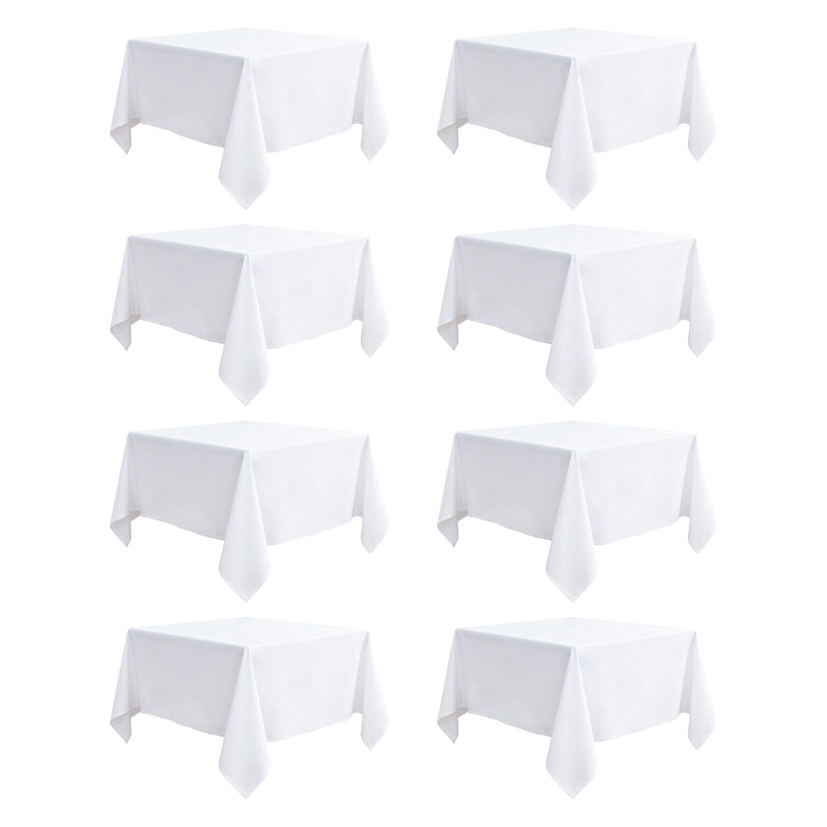 8 Packs 90 Inch White Round Tablecloth | Polyester Fabric, Wrinkle Resistant, For 3Ft-5Ft Round Table, Reusable, Washable Table Cloth, For Buffet Wedding Banquet