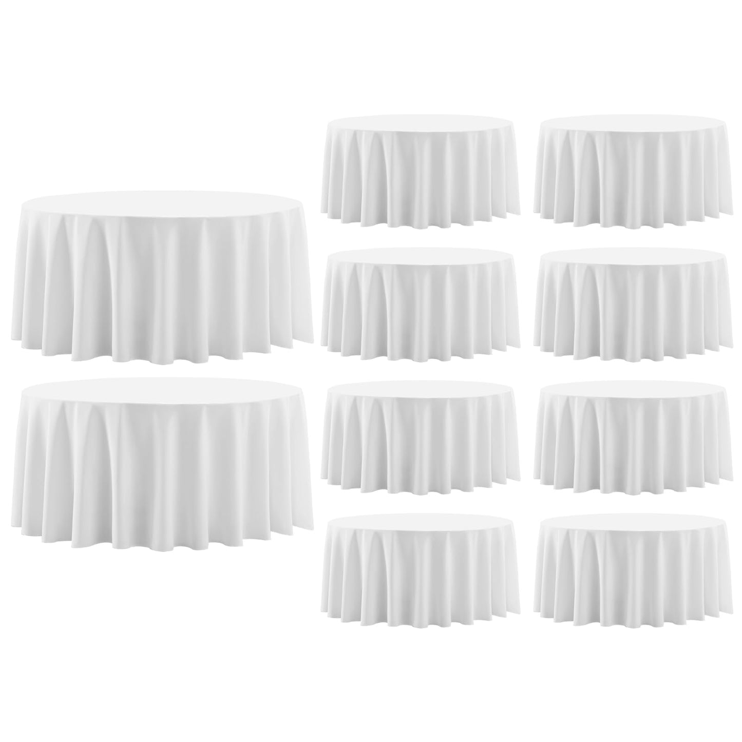 8 Pack Ivory Round Tablecloths 120 Inch for Dining Tables | Washable Decorative Linen Polyester Table Cover for Banquets Buffets Parties and Weddings
