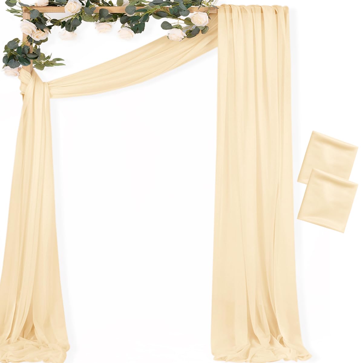 Sheer Gauze Wedding Arch Draping Fabric 29" x 20 FT 4 Panel Sage Green | Shimmery Gauze Drapes, Airy Backdrop Curtains, 6.6 Yard Outdoor Drapery Panels, Photo Background, Wedding Church Events Decor