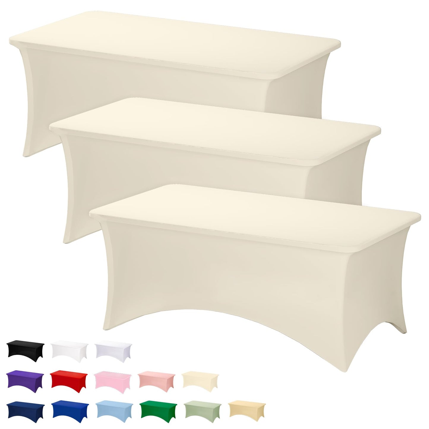 Fixwal 2 Pack 6FT Black Tablecloth Rectangle Spandex Fitted Table Cover | Fit for 6 Foot Rectangle Table, Washable Stretch, Ideal for Party, Wedding, Buffet, Graduation Decoration, Vendor Booth
