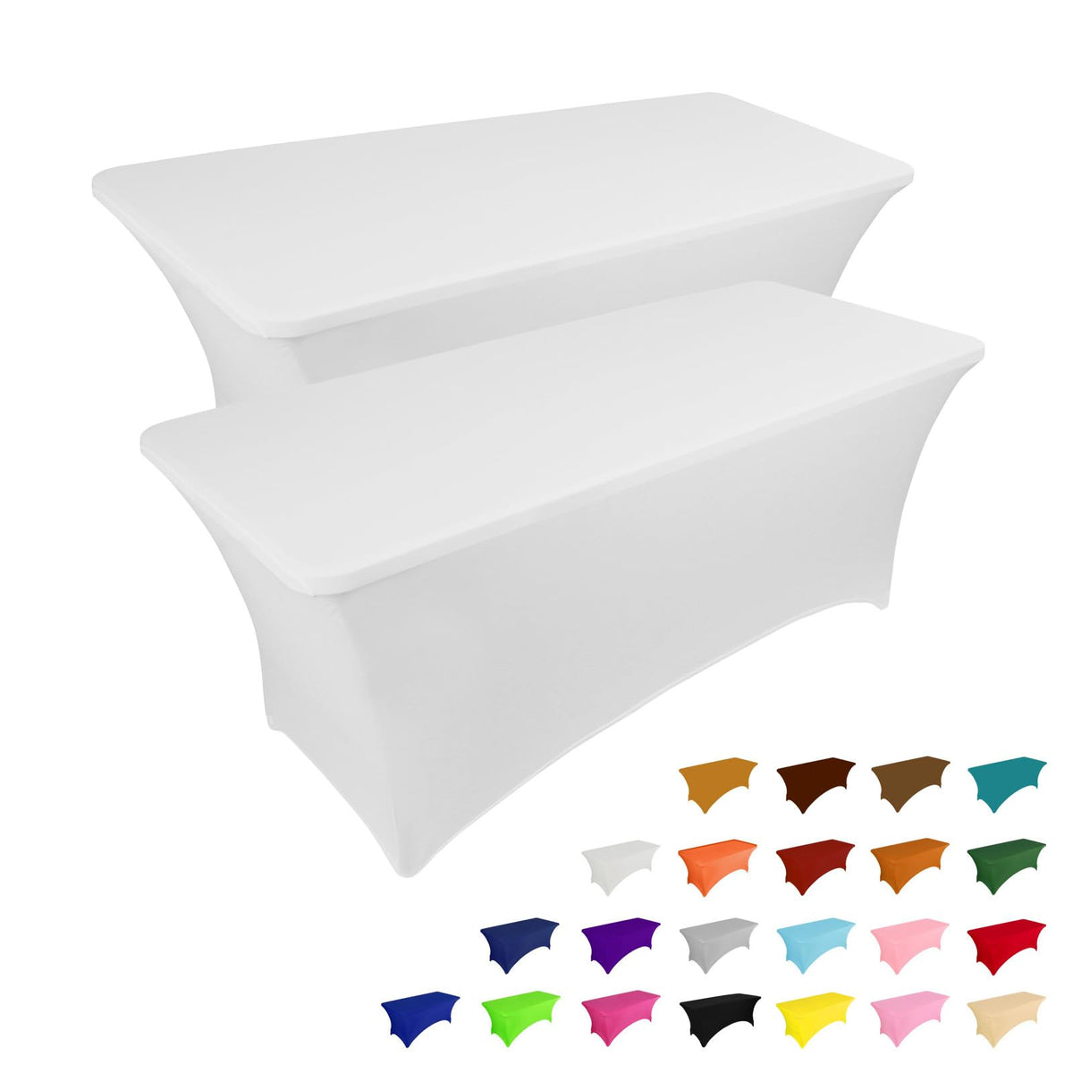 IVAPUPU 2 Pack 6FT Black Table Cloth for Rectangular Spandex Table Cover | Fitted Events Stretch Covers Washable Spandex Tablecloth Protector for Party, Wedding, Cocktail, Banquet, Festival