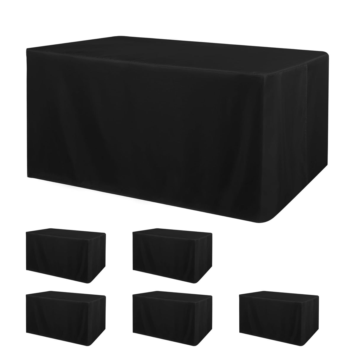 Obstal 2 Pack Table Clothes for 6 Foot Rectangle Tables - Water Resistant Washable Fabric Polyester Rectangle Table Cover Protector for Wedding, Banquet and Trade Shows, 72L x 30W x 30H Inches, White | Water Resistant Washable Fabric Polyester Rectangle T