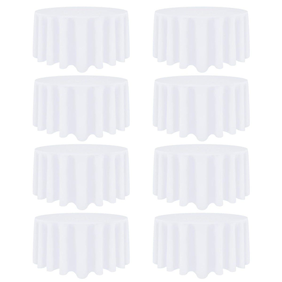 8 Packs 90 Inch White Round Tablecloth | Polyester Fabric, Wrinkle Resistant, For 3Ft-5Ft Round Table, Reusable, Washable Table Cloth, For Buffet Wedding Banquet