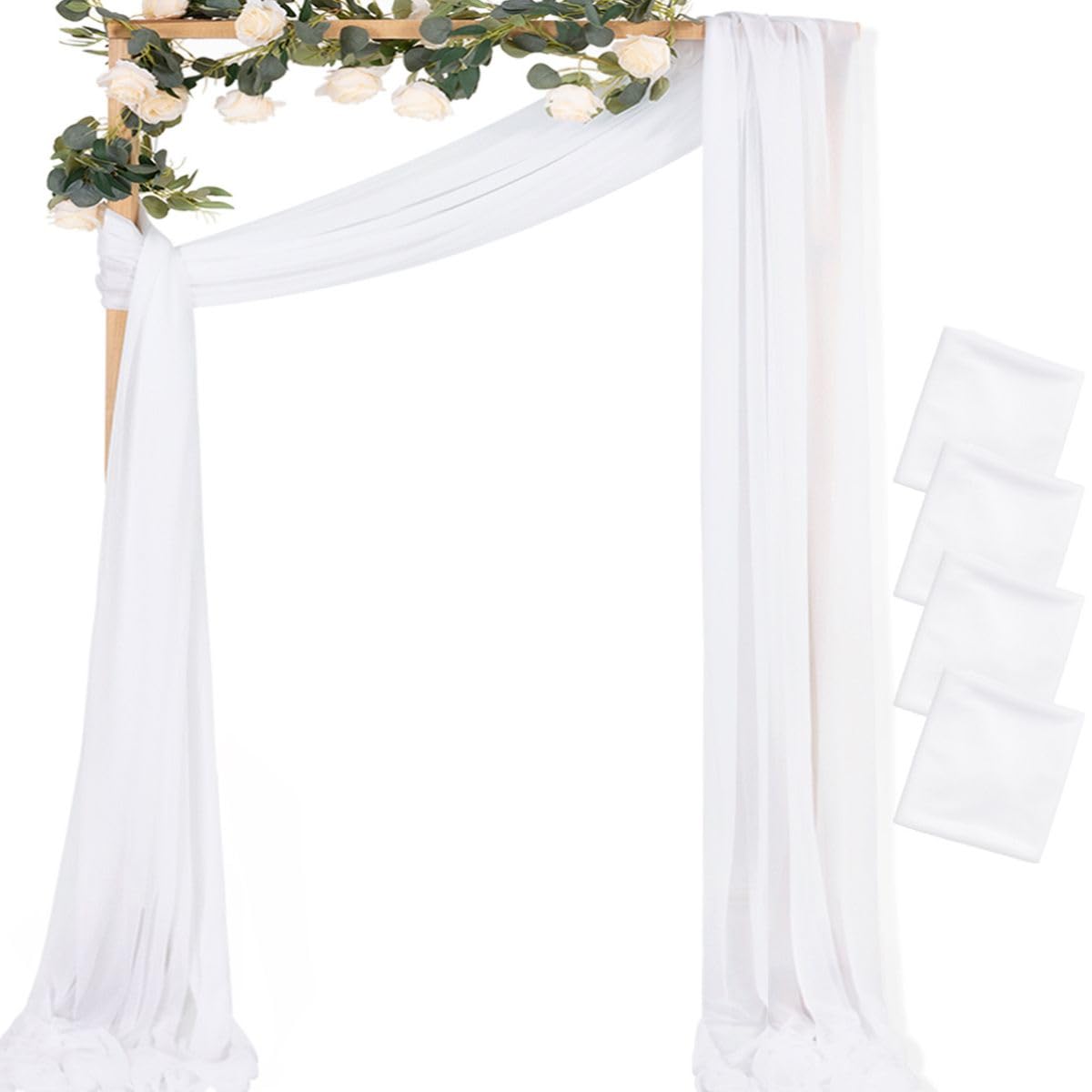 Sheer Gauze Wedding Arch Draping Fabric 29" x 20 FT 4 Panel Sage Green | Shimmery Gauze Drapes, Airy Backdrop Curtains, 6.6 Yard Outdoor Drapery Panels, Photo Background, Wedding Church Events Decor