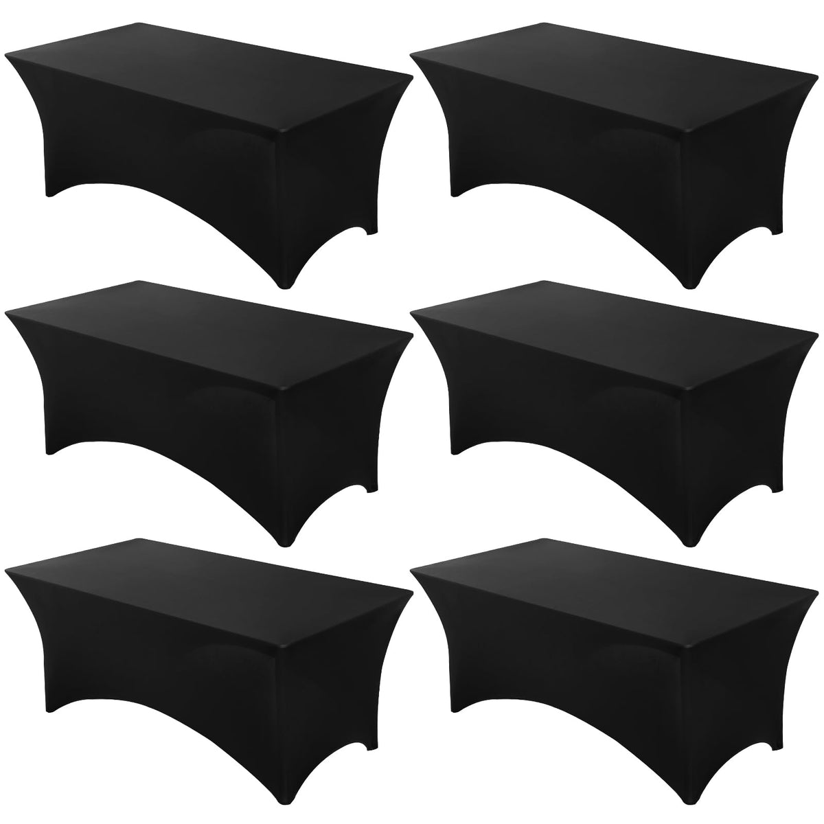 Fixwal 2 Pack 6FT Black Tablecloth Rectangle Spandex Fitted Table Cover | Fit for 6 Foot Rectangle Table, Washable Stretch, Ideal for Party, Wedding, Buffet, Graduation Decoration, Vendor Booth