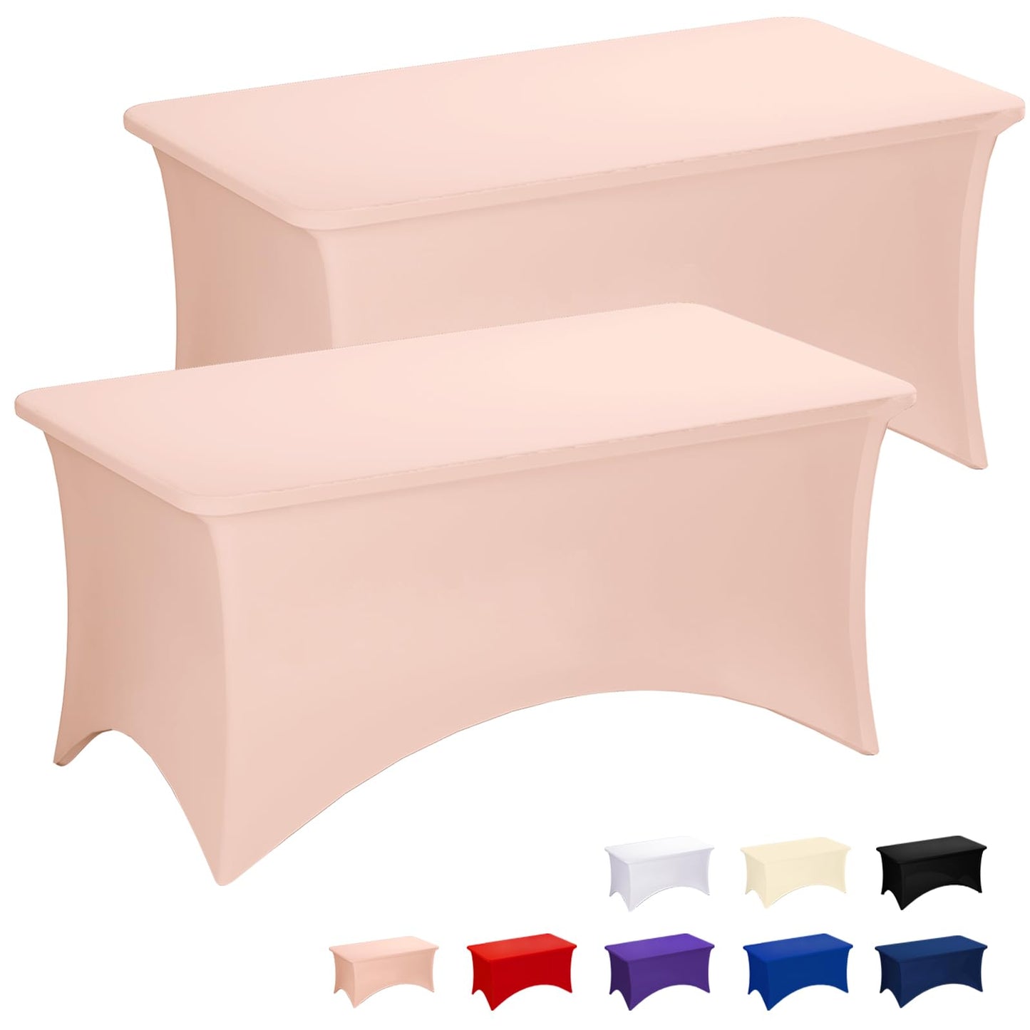 Fixwal 2 Pack 6FT Black Tablecloth Rectangle Spandex Fitted Table Cover | Fit for 6 Foot Rectangle Table, Washable Stretch, Ideal for Party, Wedding, Buffet, Graduation Decoration, Vendor Booth