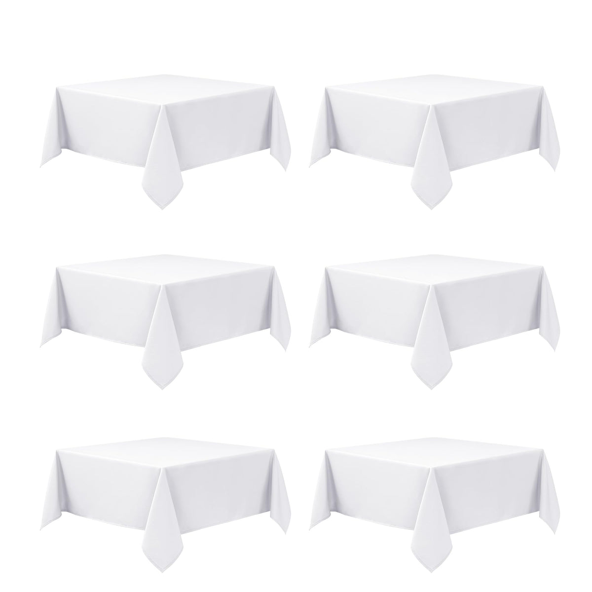 10-Pack White Tablecloths for Rectangle Tables, 60 x 102 Inches | Stain-Resistant Polyester Fabric for 6 Foot Tables - Washable Table Covers for Weddings, Banquets, Birthday, Parties, Events