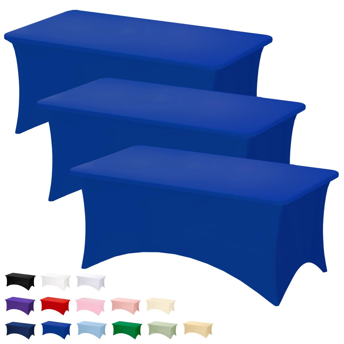 Fixwal 2 Pack 6FT Black Tablecloth Rectangle Spandex Fitted Table Cover | Fit for 6 Foot Rectangle Table, Washable Stretch, Ideal for Party, Wedding, Buffet, Graduation Decoration, Vendor Booth