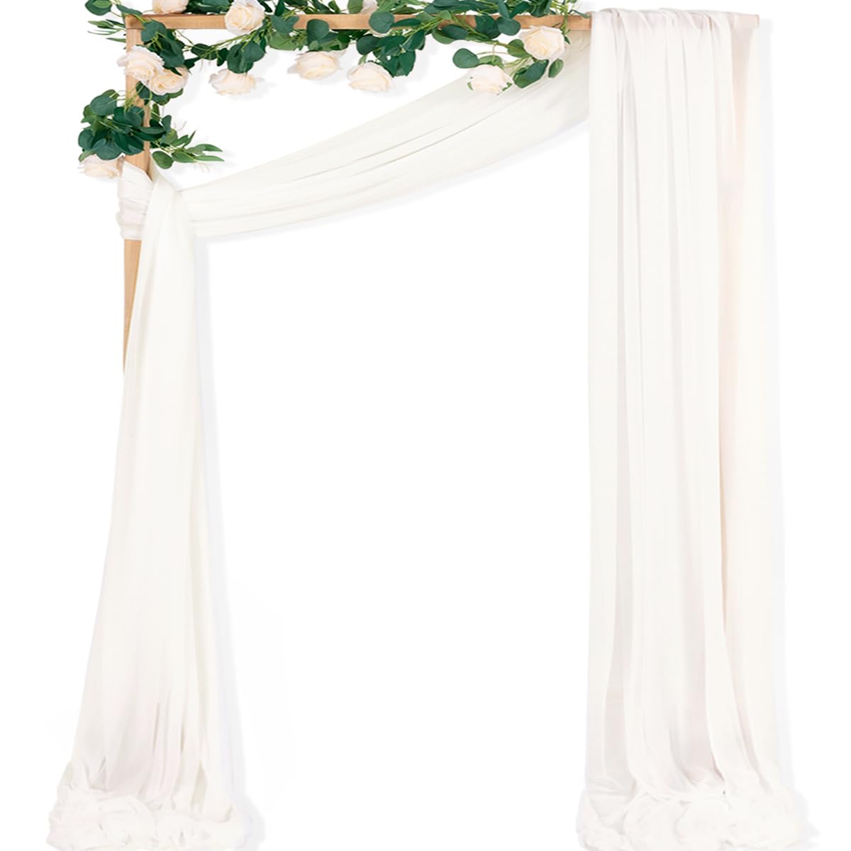 Sheer Gauze Wedding Arch Draping Fabric 29" x 20 FT 4 Panel Sage Green | Shimmery Gauze Drapes, Airy Backdrop Curtains, 6.6 Yard Outdoor Drapery Panels, Photo Background, Wedding Church Events Decor