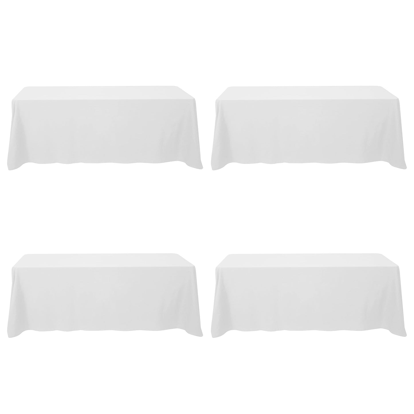 BRILLMAX 6 Pack Ivory Tablecloths 90x132 Inch for 6ft Rectangle Tables | 150 GSM Polyester Fabric, Floor Length Drop, Water, Stain & Wrinkle Resistant Cloth Cover for Wedding Reception Banquet Party