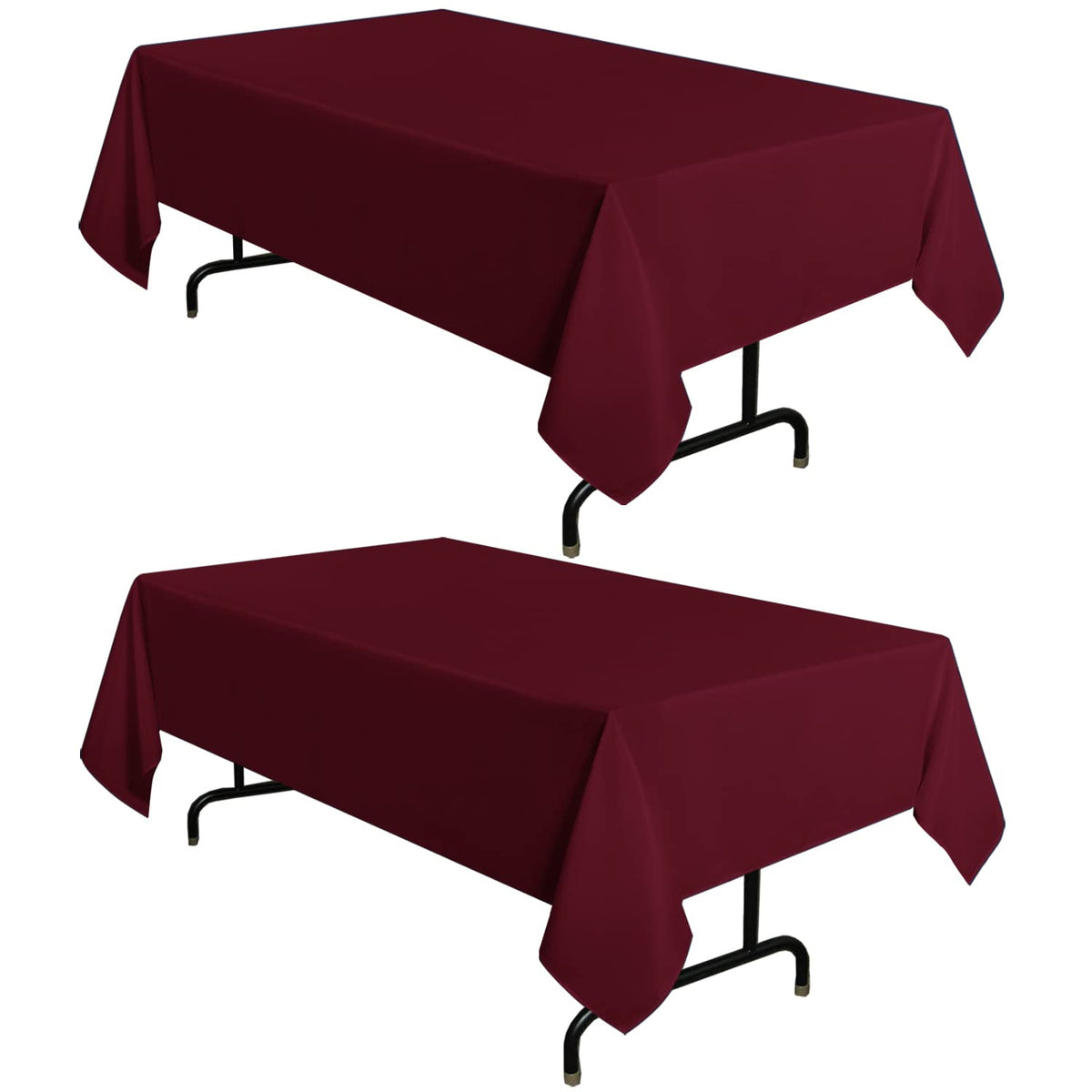 sancua 2 Pack White Table Cloth 60x102 Inch for 6 Feet Rectangle Tables | Stain and Wrinkle Resistant Washable Polyester Tablecloth Cover for Dining Tables, Wedding Buffet Parties and Camping