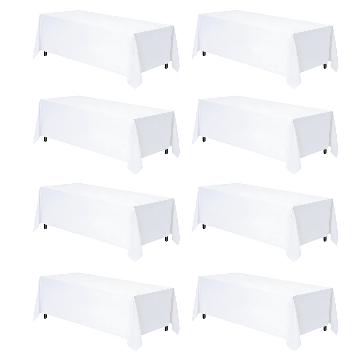 120 Inch White Round Tablecloth, 8 Pack | Wrinkle Resistant, For 4Ft-7Ft Round Table, Polyester Fabric, Washable Table Cloth, For Dining Wedding Party Buffet
