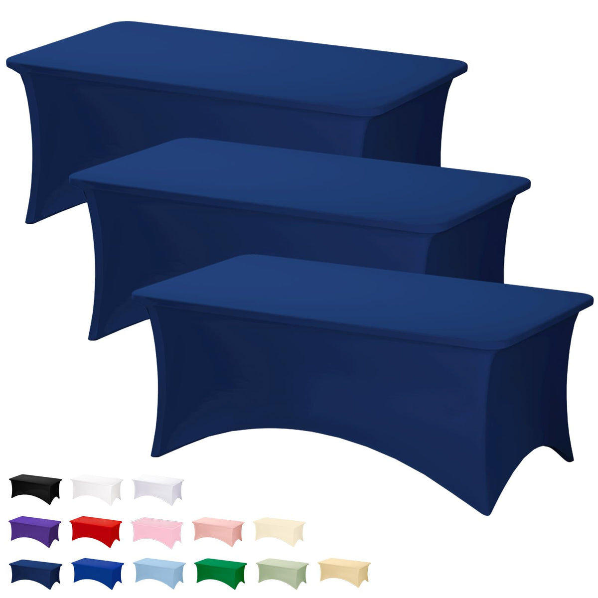 Fixwal 2 Pack 6FT Black Tablecloth Rectangle Spandex Fitted Table Cover | Fit for 6 Foot Rectangle Table, Washable Stretch, Ideal for Party, Wedding, Buffet, Graduation Decoration, Vendor Booth