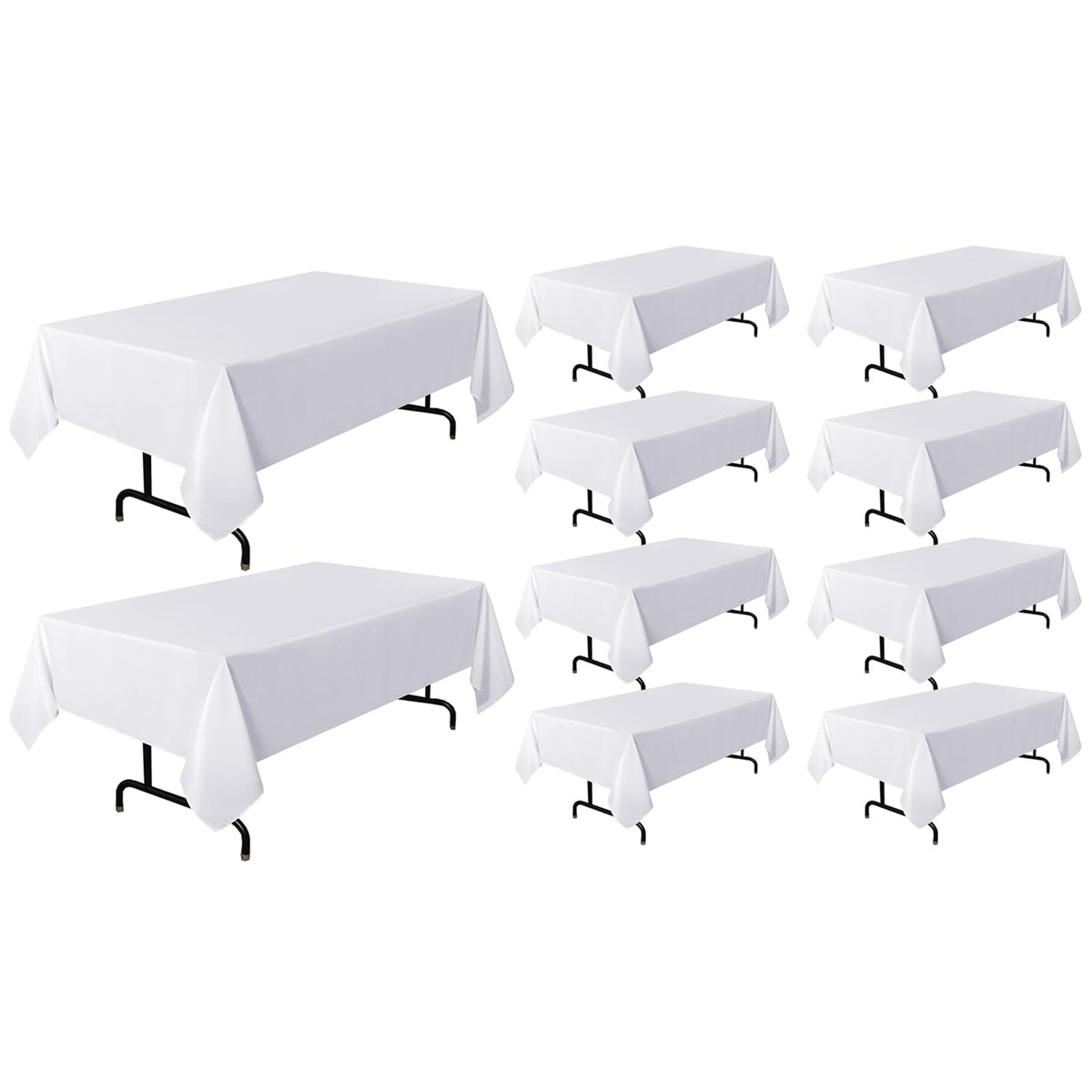 sancua 2 Pack White Table Cloth 60x102 Inch for 6 Feet Rectangle Tables | Stain and Wrinkle Resistant Washable Polyester Tablecloth Cover for Dining Tables, Wedding Buffet Parties and Camping