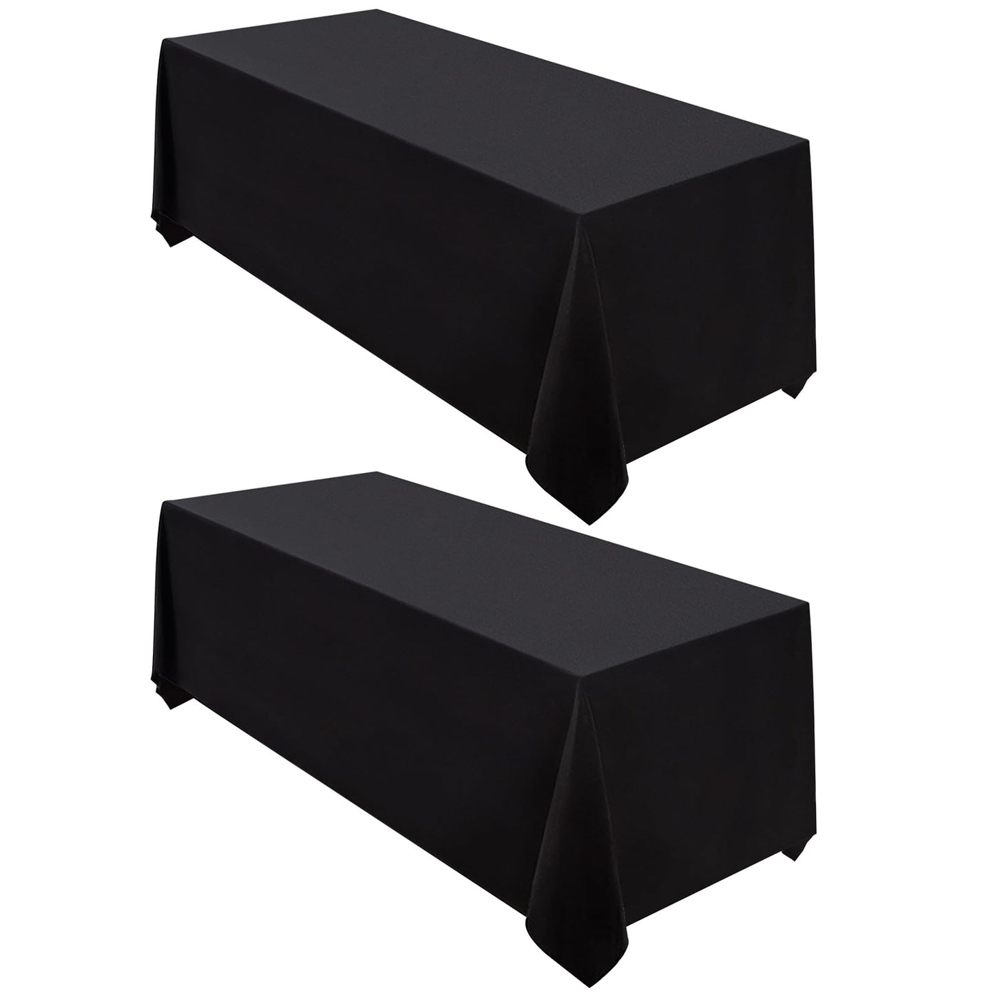 Surmente 10 Pack 90x132 Inch Black Tablecloth for 6-8 Foot Rectangle Tables | Dining Table Cover Protector, Wrinkle Free, Washable Polyester Fabric, 6ft Table Cloth for Wedding, Banquet, Restaurant