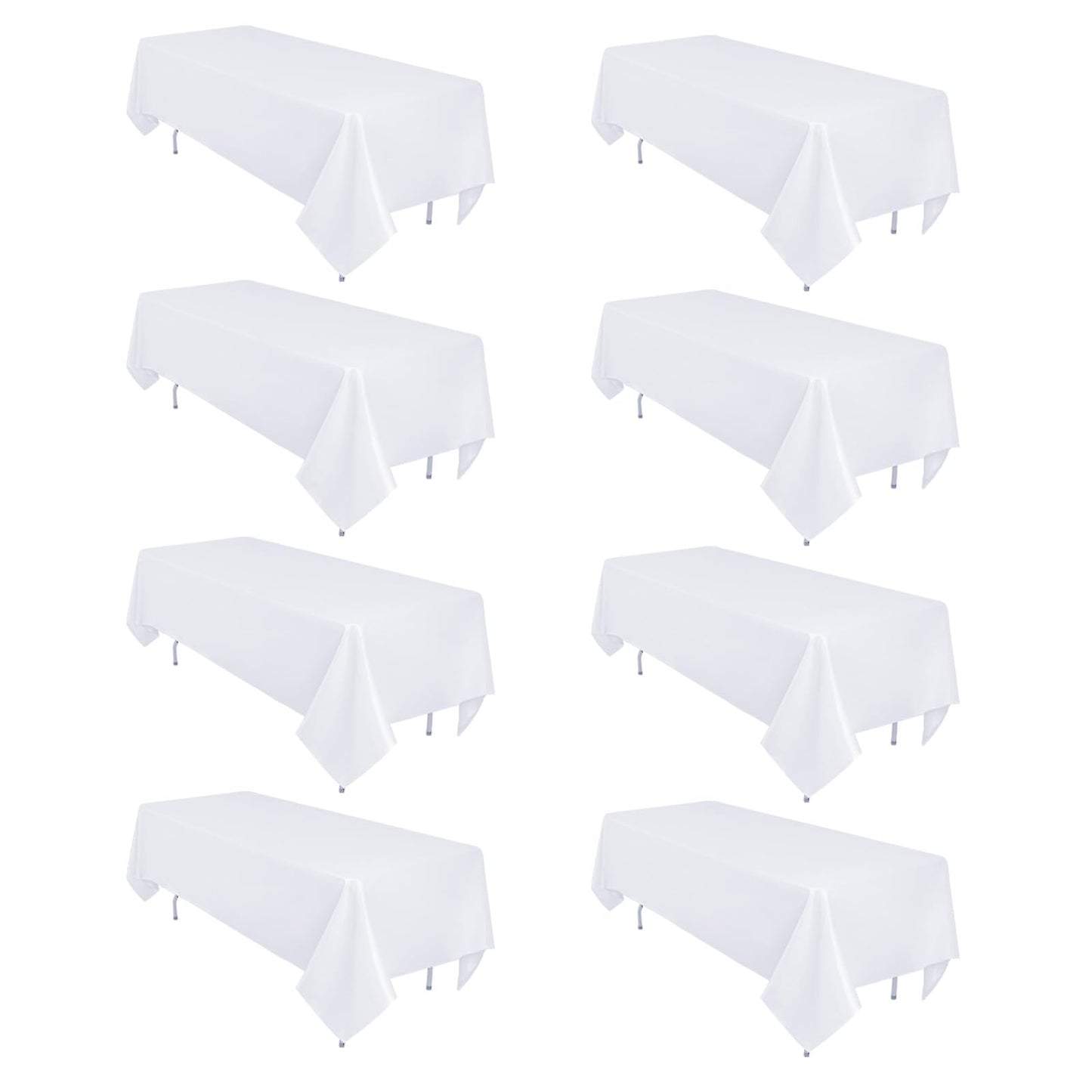 8 Packs 90 Inch White Round Tablecloth | Polyester Fabric, Wrinkle Resistant, For 3Ft-5Ft Round Table, Reusable, Washable Table Cloth, For Buffet Wedding Banquet