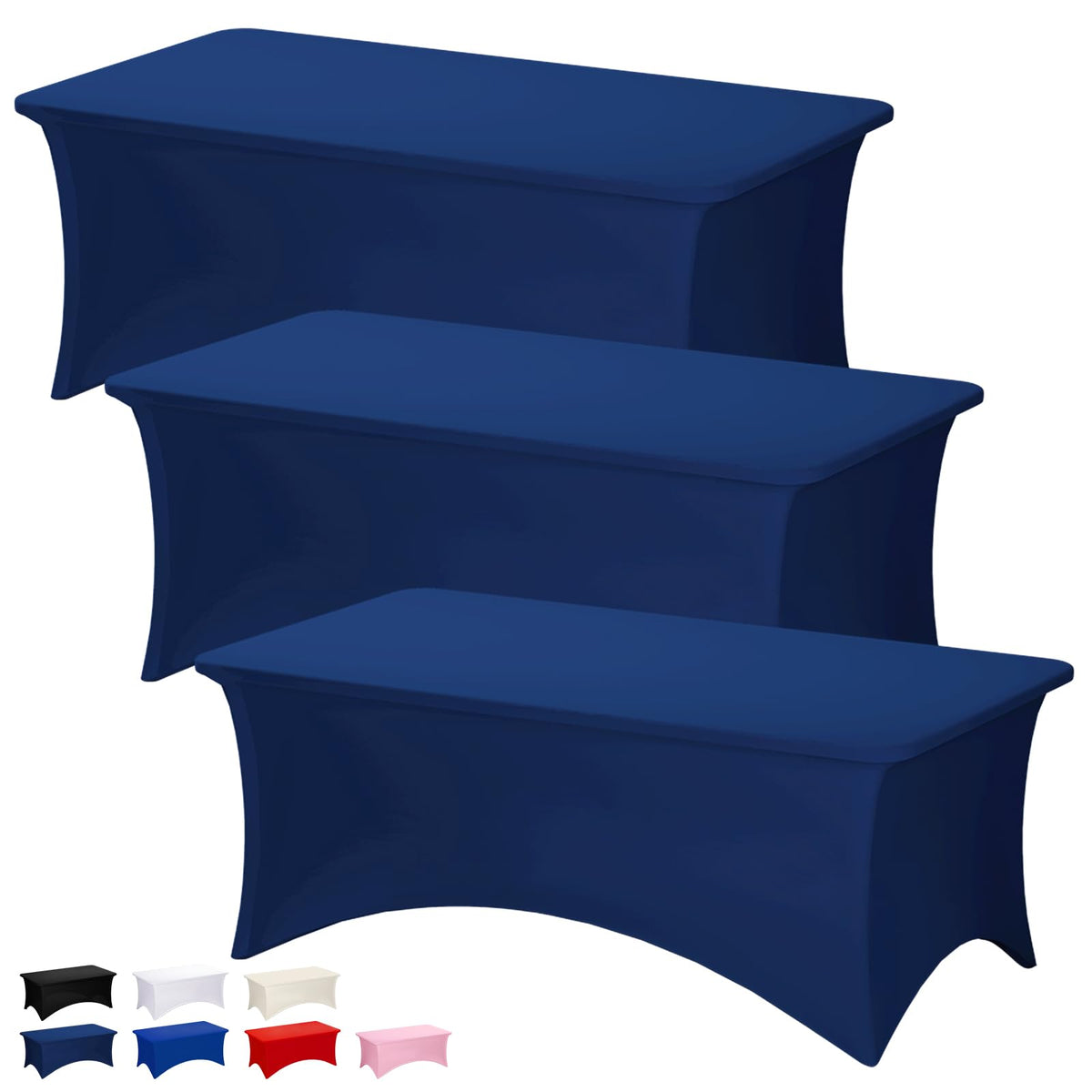 Fixwal 2 Pack 6FT Black Tablecloth Rectangle Spandex Fitted Table Cover | Fit for 6 Foot Rectangle Table, Washable Stretch, Ideal for Party, Wedding, Buffet, Graduation Decoration, Vendor Booth