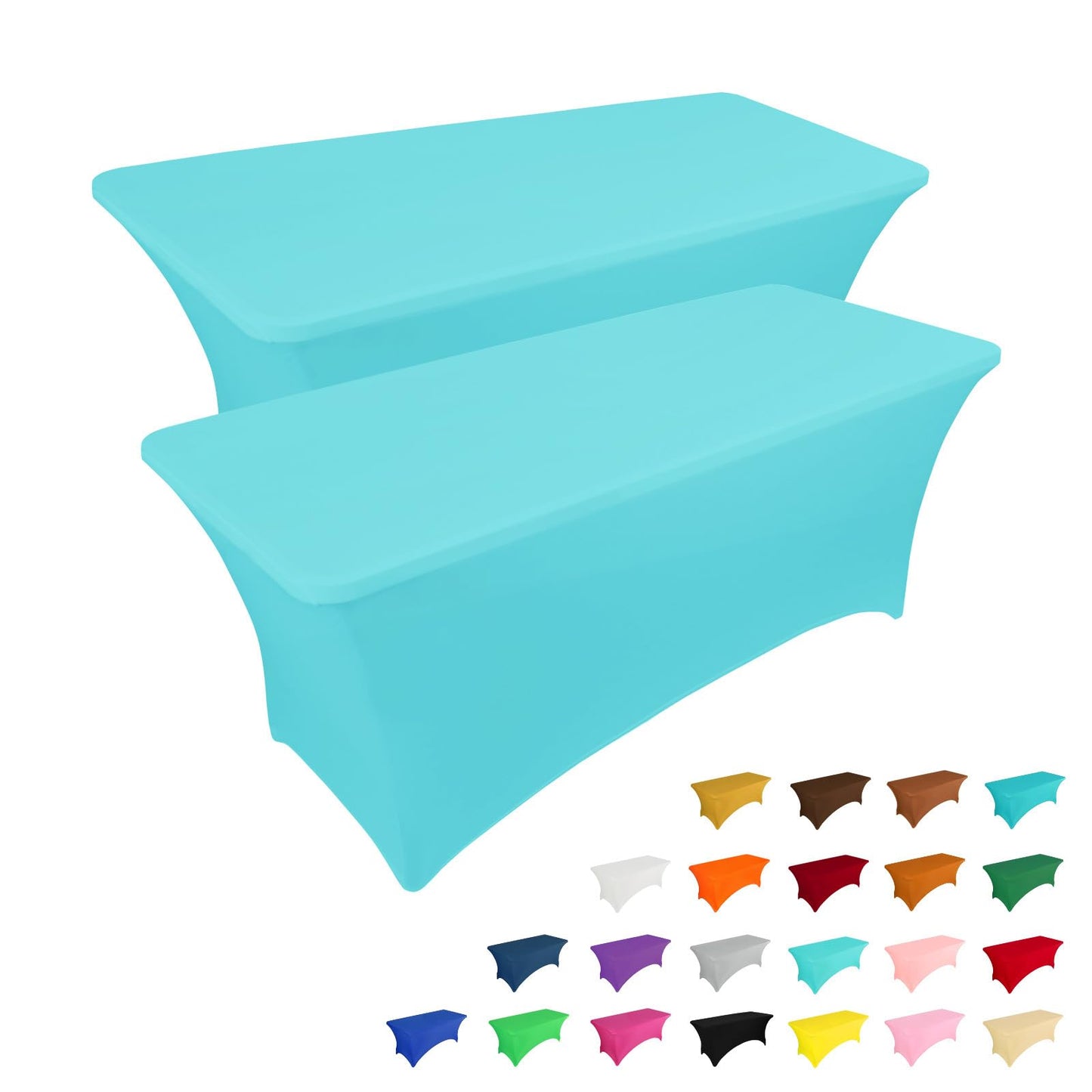 IVAPUPU 2 Pack 6FT Black Table Cloth for Rectangular Spandex Table Cover | Fitted Events Stretch Covers Washable Spandex Tablecloth Protector for Party, Wedding, Cocktail, Banquet, Festival