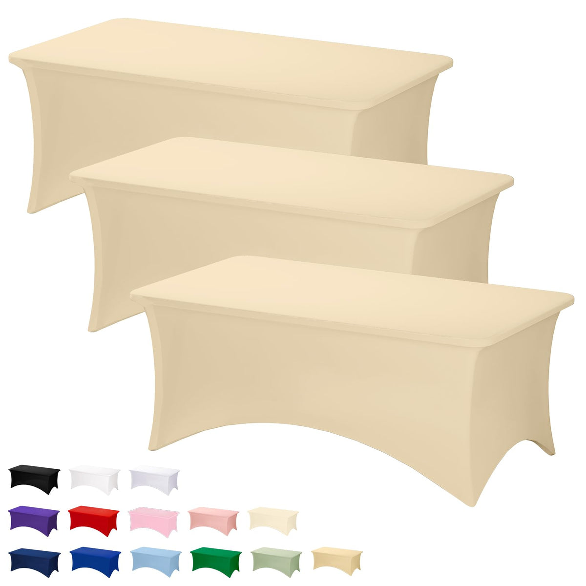 Fixwal 2 Pack 6FT Black Tablecloth Rectangle Spandex Fitted Table Cover | Fit for 6 Foot Rectangle Table, Washable Stretch, Ideal for Party, Wedding, Buffet, Graduation Decoration, Vendor Booth