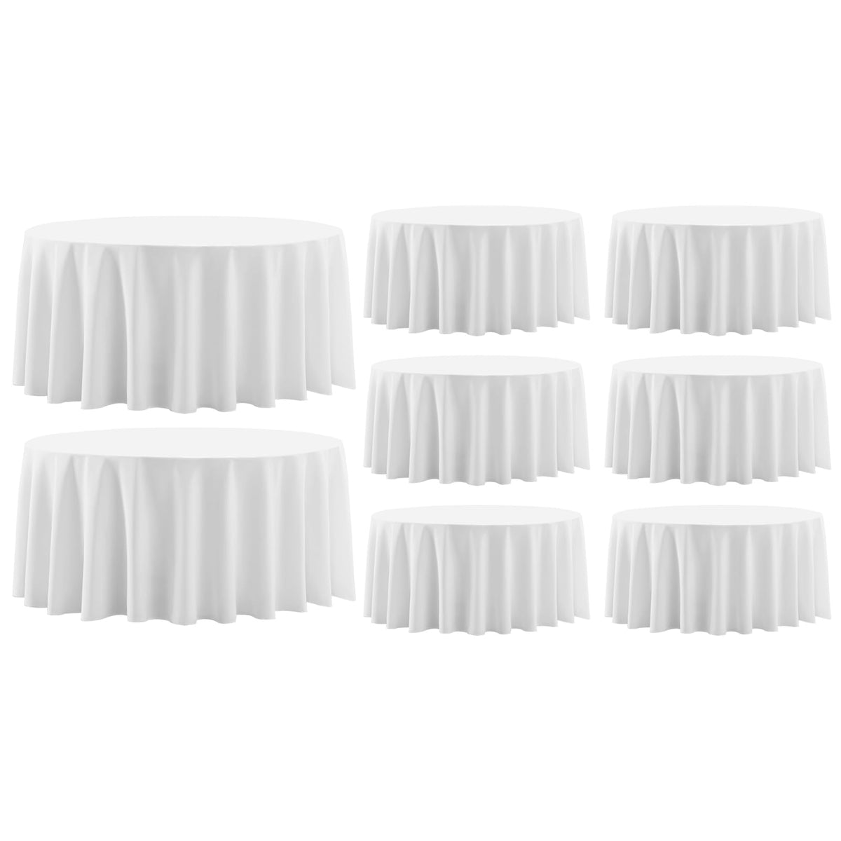 8 Pack Ivory Round Tablecloths 120 Inch for Dining Tables | Washable Decorative Linen Polyester Table Cover for Banquets Buffets Parties and Weddings