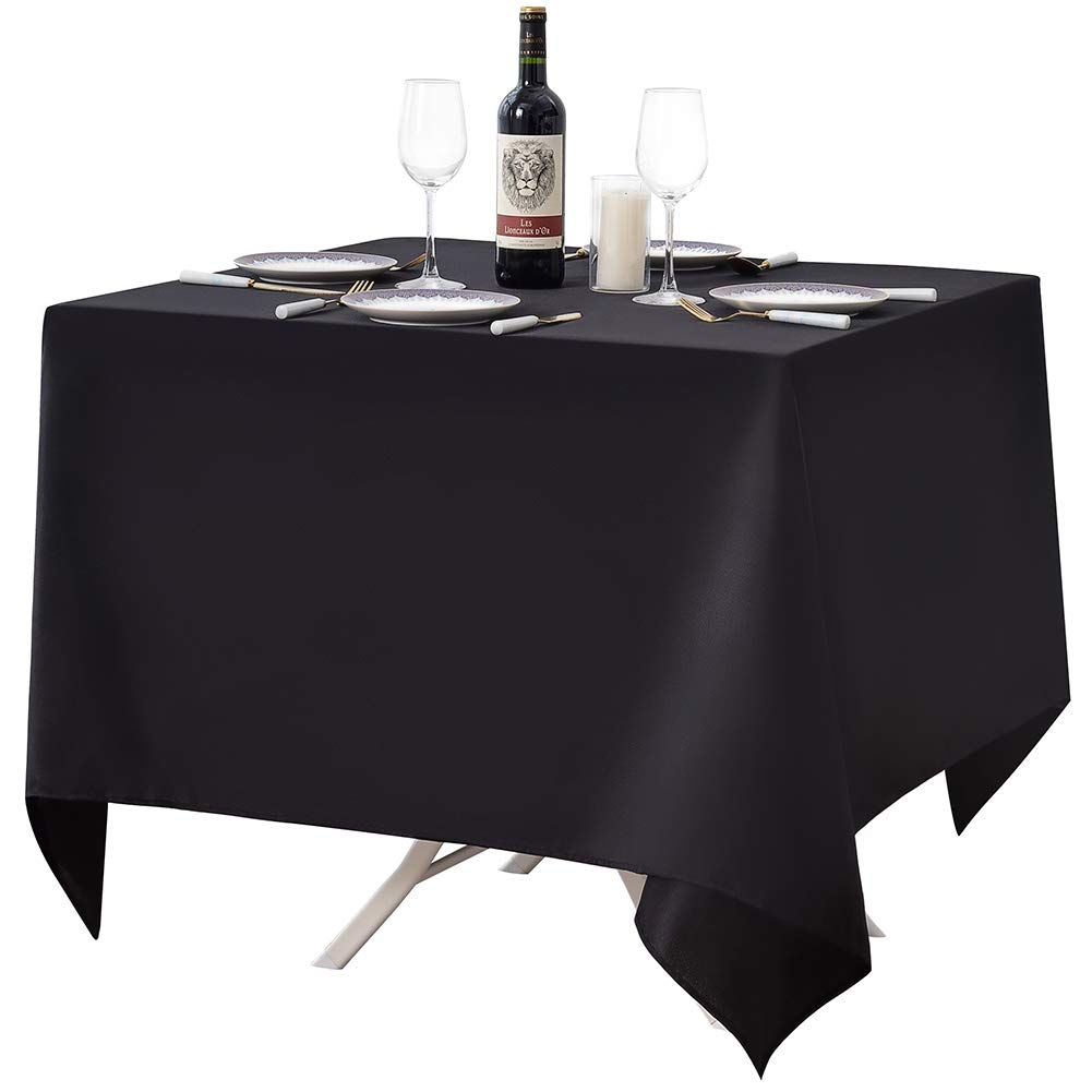 Surmente 10 Pack 132 Inch Black Tablecloths for Round Tables | Dining Table Cover Protector, Wrinkle Free, Washable Polyester Fabric, Round Table Cloth for Wedding, Banquet, Restaurant