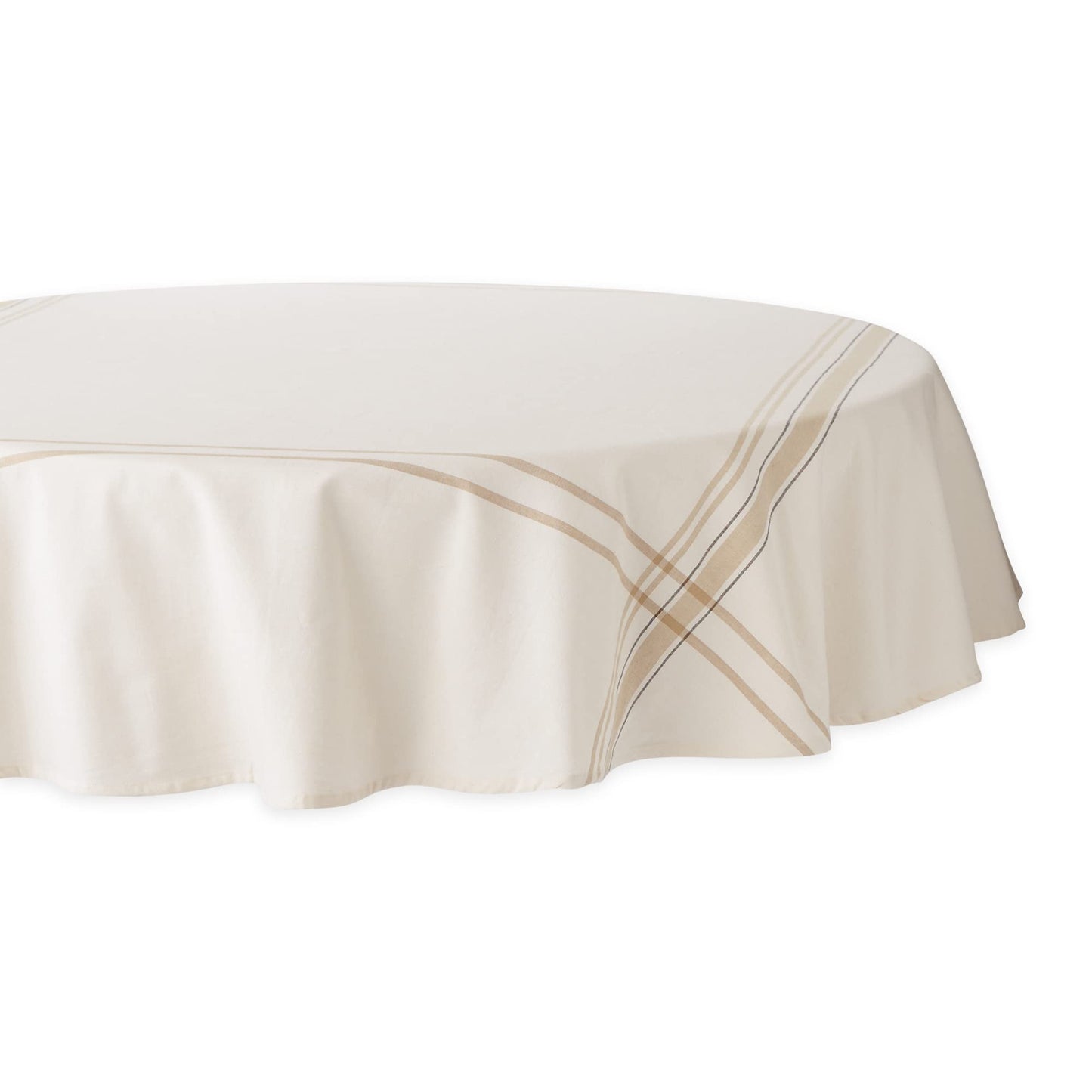 DII French Stripe Tabletop Collection Farmhouse Style Dining Table Linen Tablecloth, 60x84, Taupe/Teal