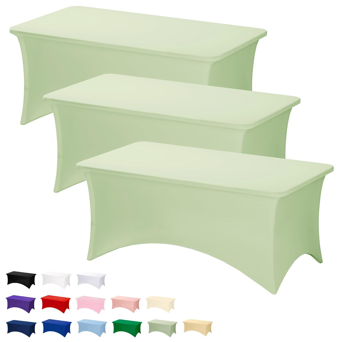 Fixwal 2 Pack 6FT Black Tablecloth Rectangle Spandex Fitted Table Cover | Fit for 6 Foot Rectangle Table, Washable Stretch, Ideal for Party, Wedding, Buffet, Graduation Decoration, Vendor Booth