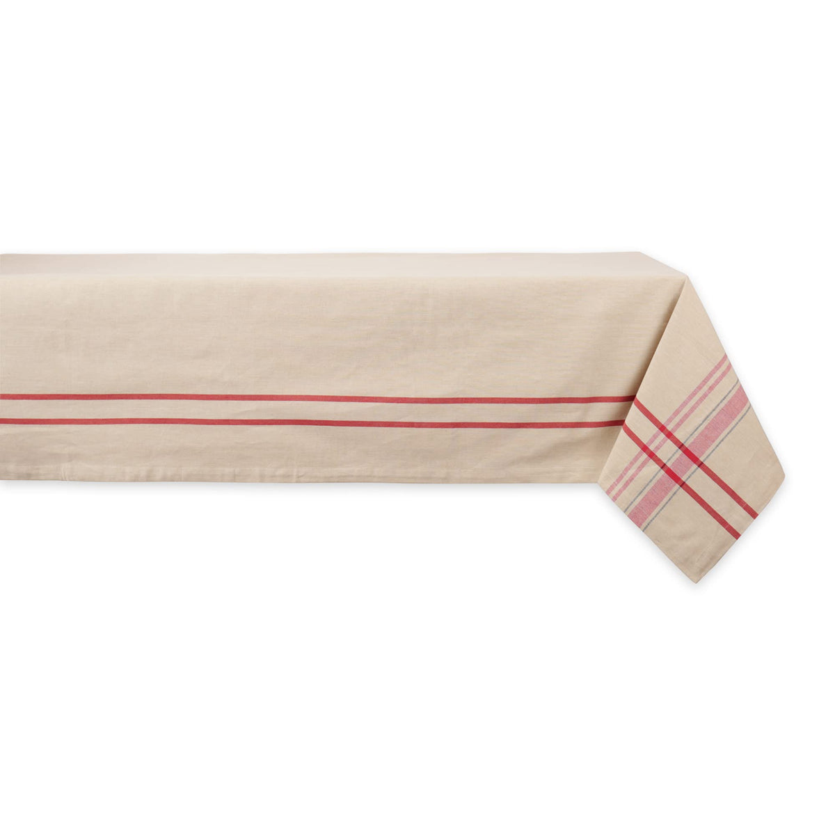 DII French Stripe Tabletop Collection Farmhouse Style Dining Table Linen Tablecloth, 60x84, Taupe/Teal