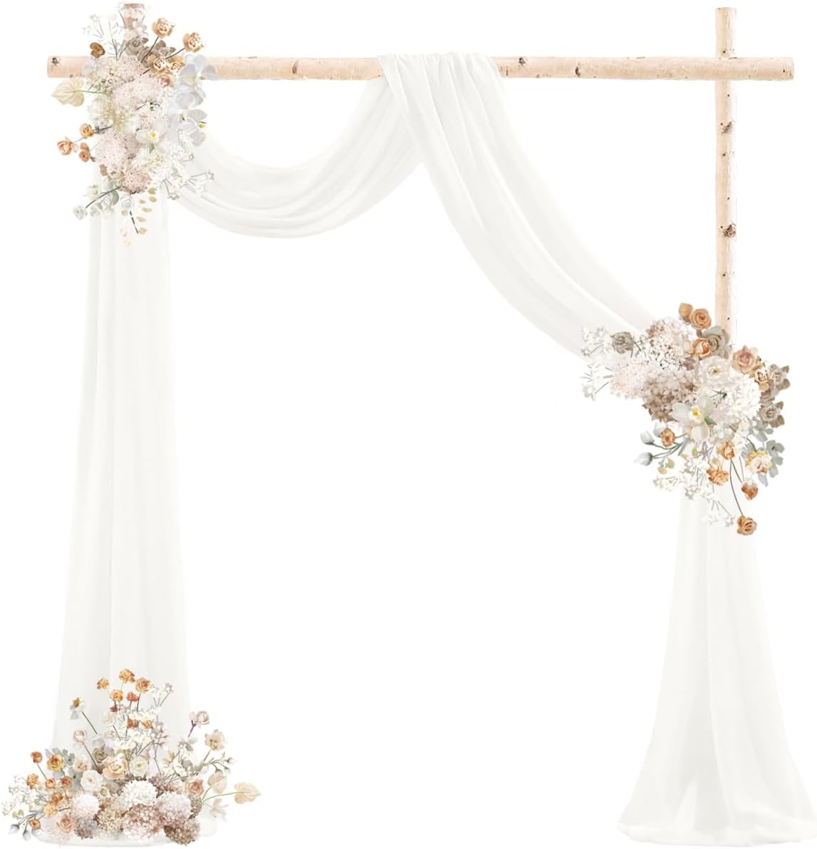 DeZerlor Wedding Draping Fabric Ivory Drapes for Backdrop, 2 Pack | 29"x20FT, Sheer Curtains for Romantic Bridal Baby Shower Decorations Ceremony Birthday Party Outdoor Events