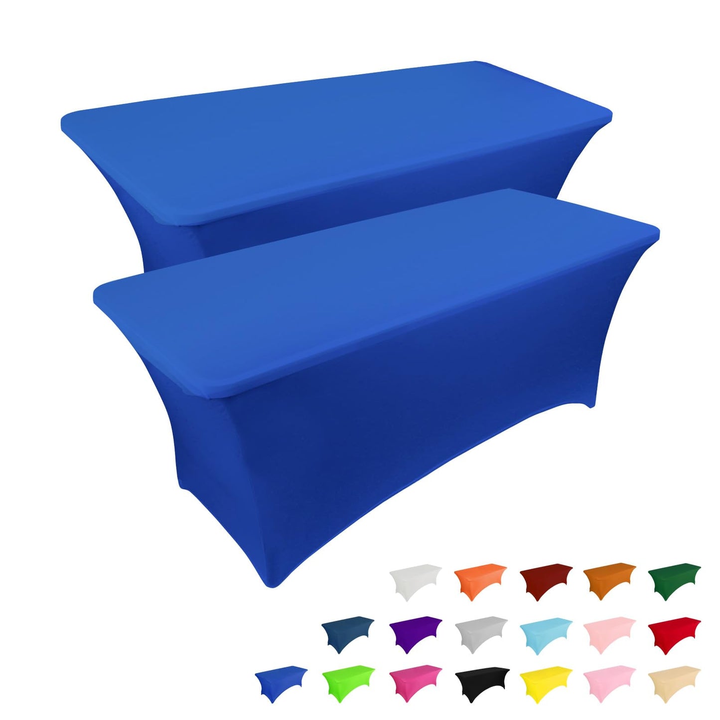 IVAPUPU 2 Pack 6FT Black Table Cloth for Rectangular Spandex Table Cover | Fitted Events Stretch Covers Washable Spandex Tablecloth Protector for Party, Wedding, Cocktail, Banquet, Festival