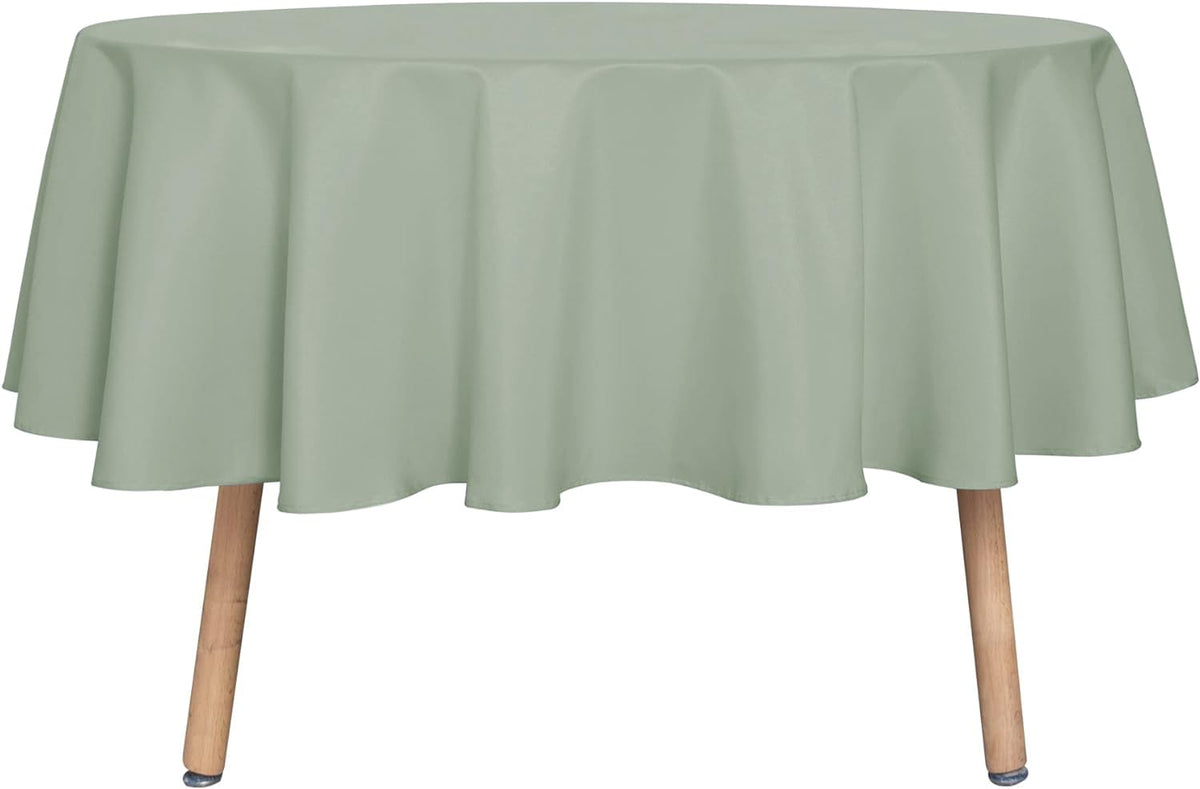 sancua White Round Tablecloth 60 Inch Diameter for 20-48 Inch Tables | Water Resistant Spill Proof, Washable Polyester Cloth Decorative Fabric Cover, For Dining, Buffet Parties and Camping