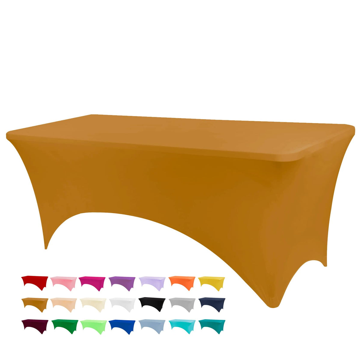 BDDC 6ft Stretch Spandex Fitted Table Cloth for 6 Foot Tables | GRS-Certified Eco-Friendly Fabric, Elastic Fit Rectangle Tablecloth, Washable, Wrinkle-Free, For Events & Parties