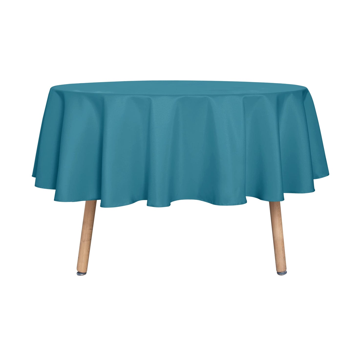 sancua White Round Tablecloth 60 Inch Diameter for 20-48 Inch Tables | Water Resistant Spill Proof, Washable Polyester Cloth Decorative Fabric Cover, For Dining, Buffet Parties and Camping