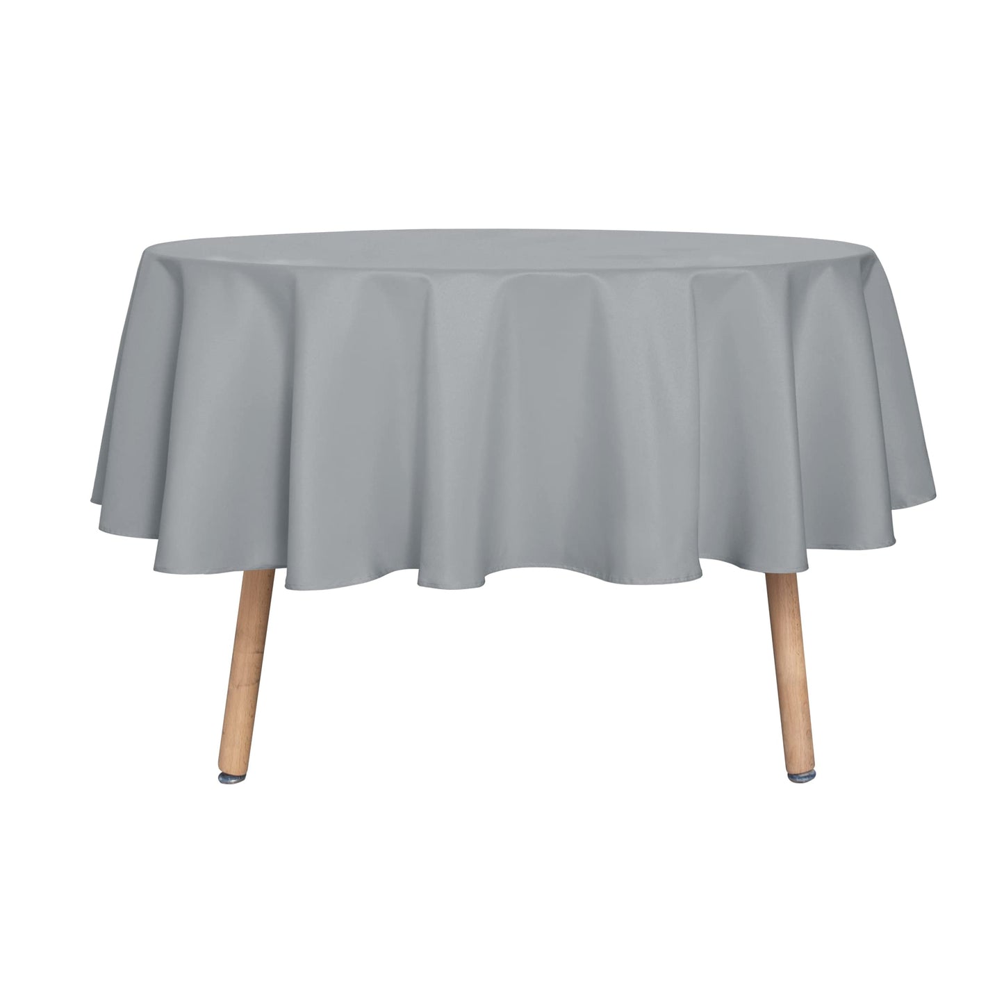 sancua White Round Tablecloth 60 Inch Diameter for 20-48 Inch Tables | Water Resistant Spill Proof, Washable Polyester Cloth Decorative Fabric Cover, For Dining, Buffet Parties and Camping