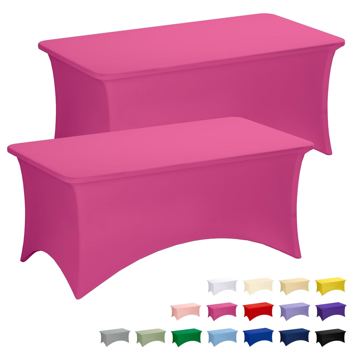 Fixwal 2 Pack 6FT Black Tablecloth Rectangle Spandex Fitted Table Cover | Fit for 6 Foot Rectangle Table, Washable Stretch, Ideal for Party, Wedding, Buffet, Graduation Decoration, Vendor Booth