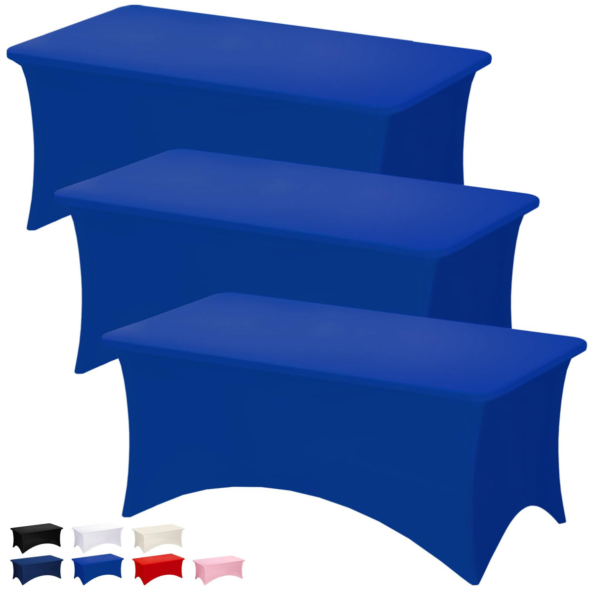Fixwal 2 Pack 6FT Black Tablecloth Rectangle Spandex Fitted Table Cover | Fit for 6 Foot Rectangle Table, Washable Stretch, Ideal for Party, Wedding, Buffet, Graduation Decoration, Vendor Booth