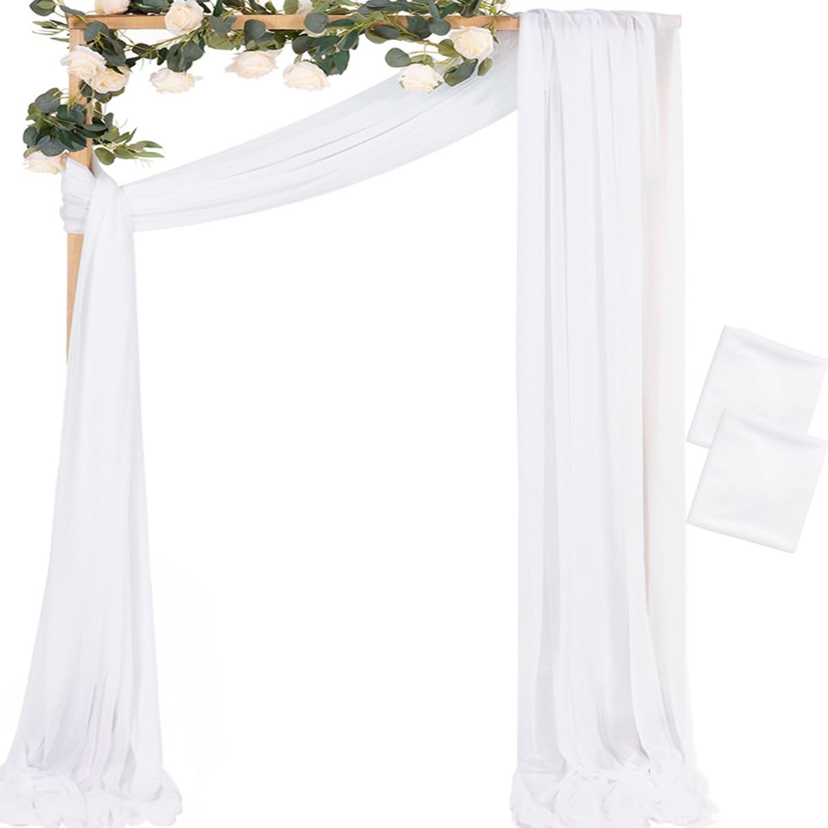 Sheer Gauze Wedding Arch Draping Fabric 29" x 20 FT 4 Panel Sage Green | Shimmery Gauze Drapes, Airy Backdrop Curtains, 6.6 Yard Outdoor Drapery Panels, Photo Background, Wedding Church Events Decor