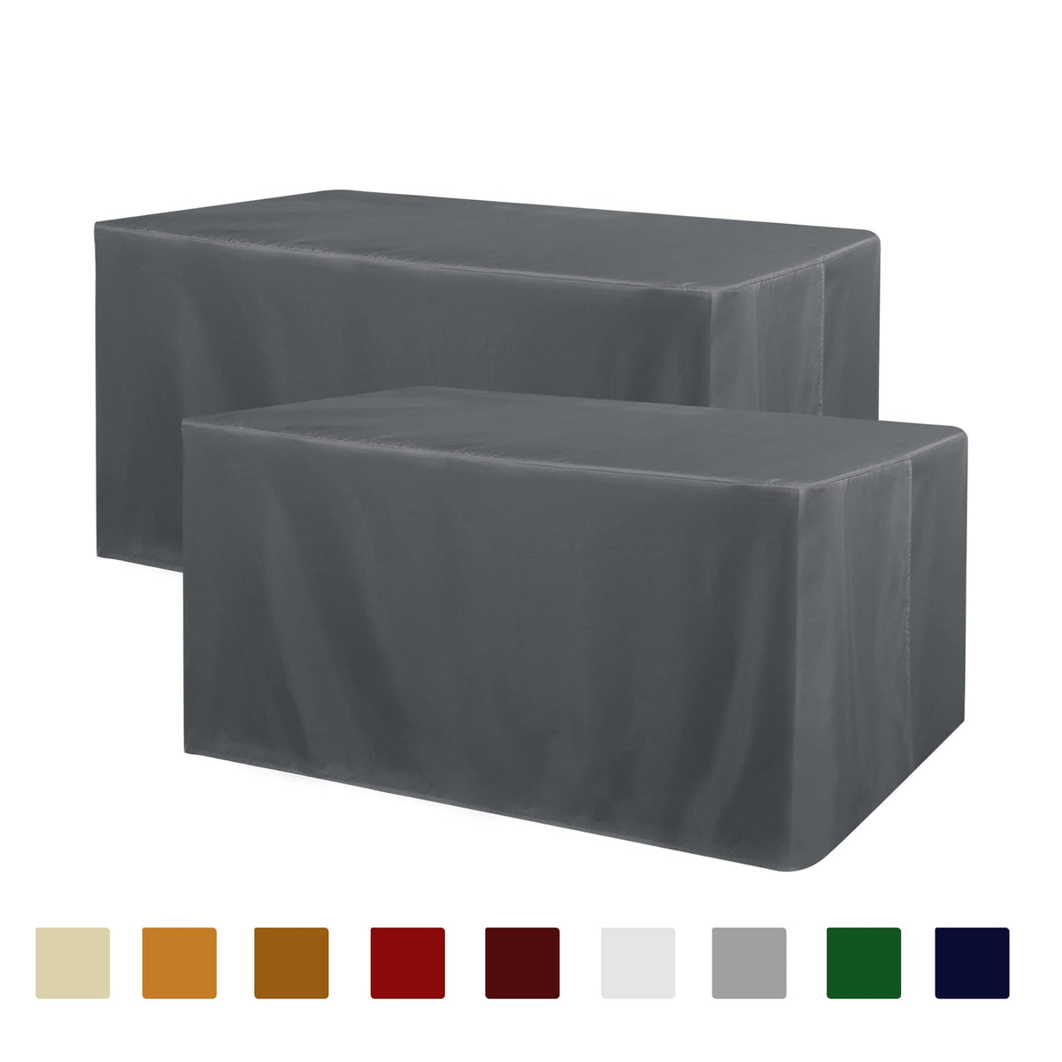 Obstal 2 Pack Table Clothes for 6 Foot Rectangle Tables - Water Resistant Washable Fabric Polyester Rectangle Table Cover Protector for Wedding, Banquet and Trade Shows, 72L x 30W x 30H Inches, White | Water Resistant Washable Fabric Polyester Rectangle T