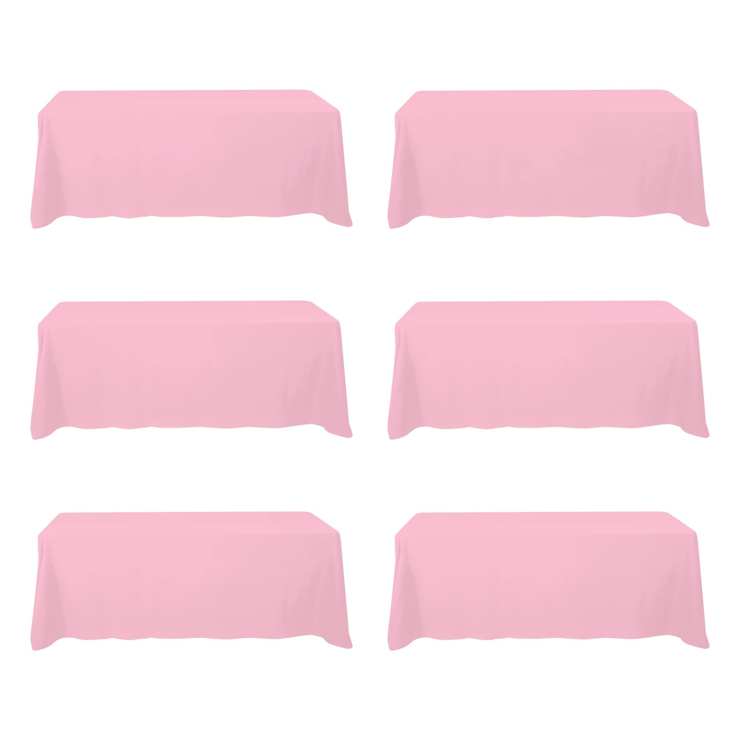 BRILLMAX 6 Pack Ivory Tablecloths 90x132 Inch for 6ft Rectangle Tables | 150 GSM Polyester Fabric, Floor Length Drop, Water, Stain & Wrinkle Resistant Cloth Cover for Wedding Reception Banquet Party