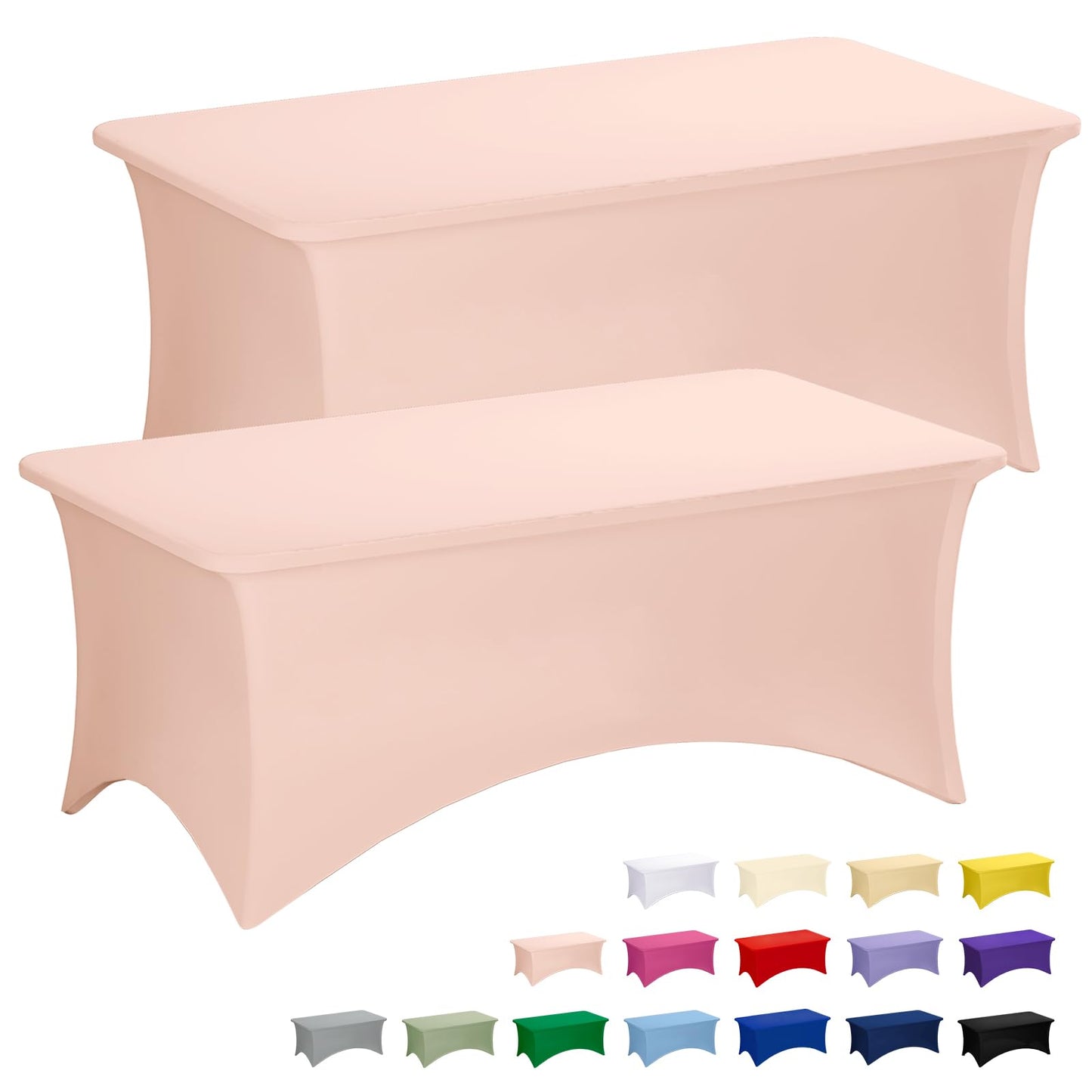Fixwal 2 Pack 6FT Black Tablecloth Rectangle Spandex Fitted Table Cover | Fit for 6 Foot Rectangle Table, Washable Stretch, Ideal for Party, Wedding, Buffet, Graduation Decoration, Vendor Booth