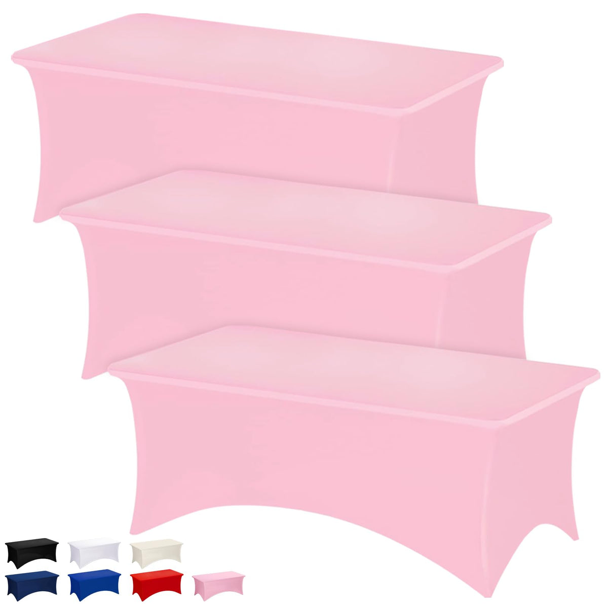 Fixwal 2 Pack 6FT Black Tablecloth Rectangle Spandex Fitted Table Cover | Fit for 6 Foot Rectangle Table, Washable Stretch, Ideal for Party, Wedding, Buffet, Graduation Decoration, Vendor Booth