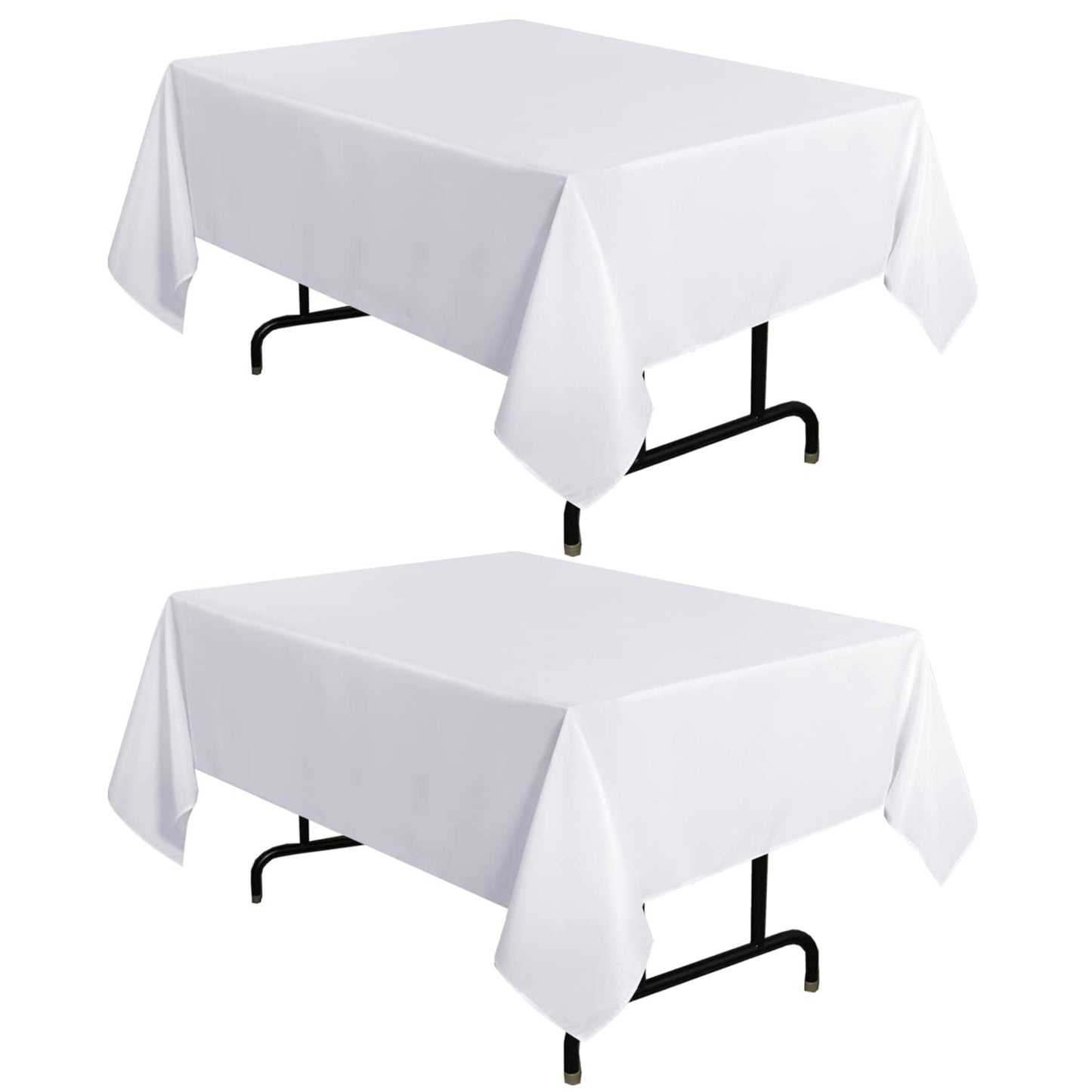 sancua 2 Pack White Table Cloth 60x102 Inch for 6 Feet Rectangle Tables | Stain and Wrinkle Resistant Washable Polyester Tablecloth Cover for Dining Tables, Wedding Buffet Parties and Camping