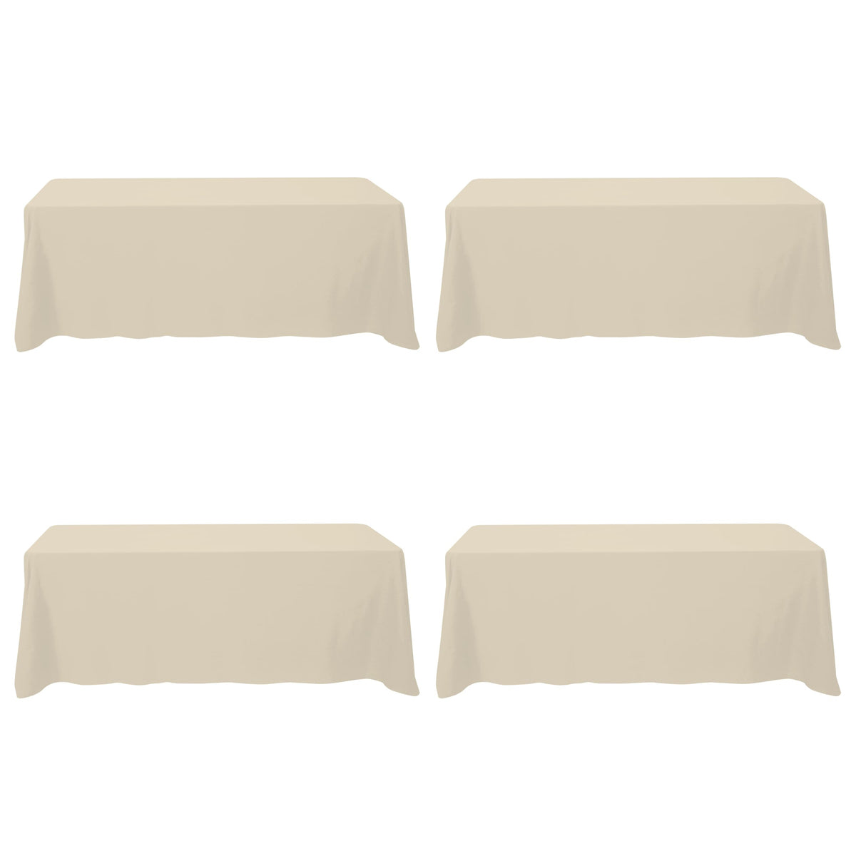 BRILLMAX 6 Pack Ivory Tablecloths 90x132 Inch for 6ft Rectangle Tables | 150 GSM Polyester Fabric, Floor Length Drop, Water, Stain & Wrinkle Resistant Cloth Cover for Wedding Reception Banquet Party