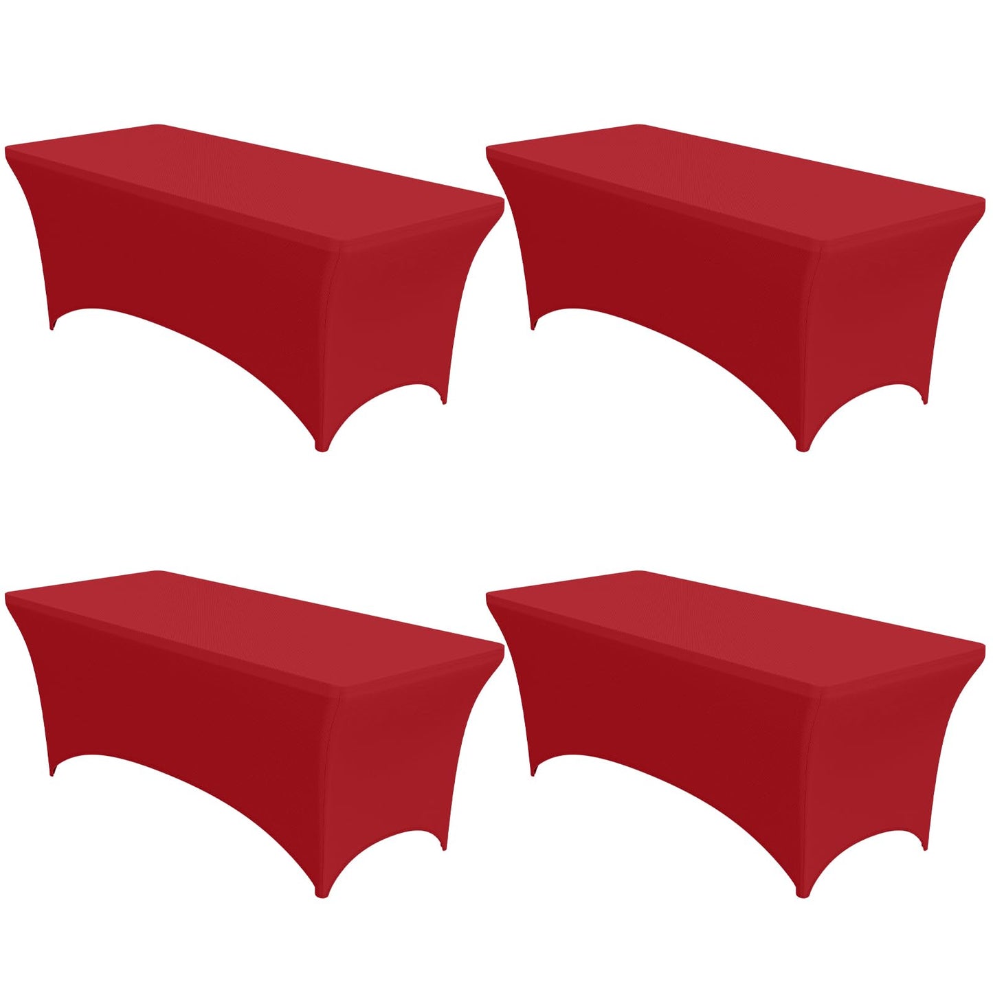 4-Pack Black Spandex Tablecloths – 72"x30"x30" Stretch Fitted Table Covers for 6ft Rectangle Folding Tables, Wrinkle-Resistant Tablecloth for Wedding, Banquet & Outdoor Events | Fitted Rectangle, 6 ft Tables, Stretch Fit, Wrinkle Resistant, Wedding Banque